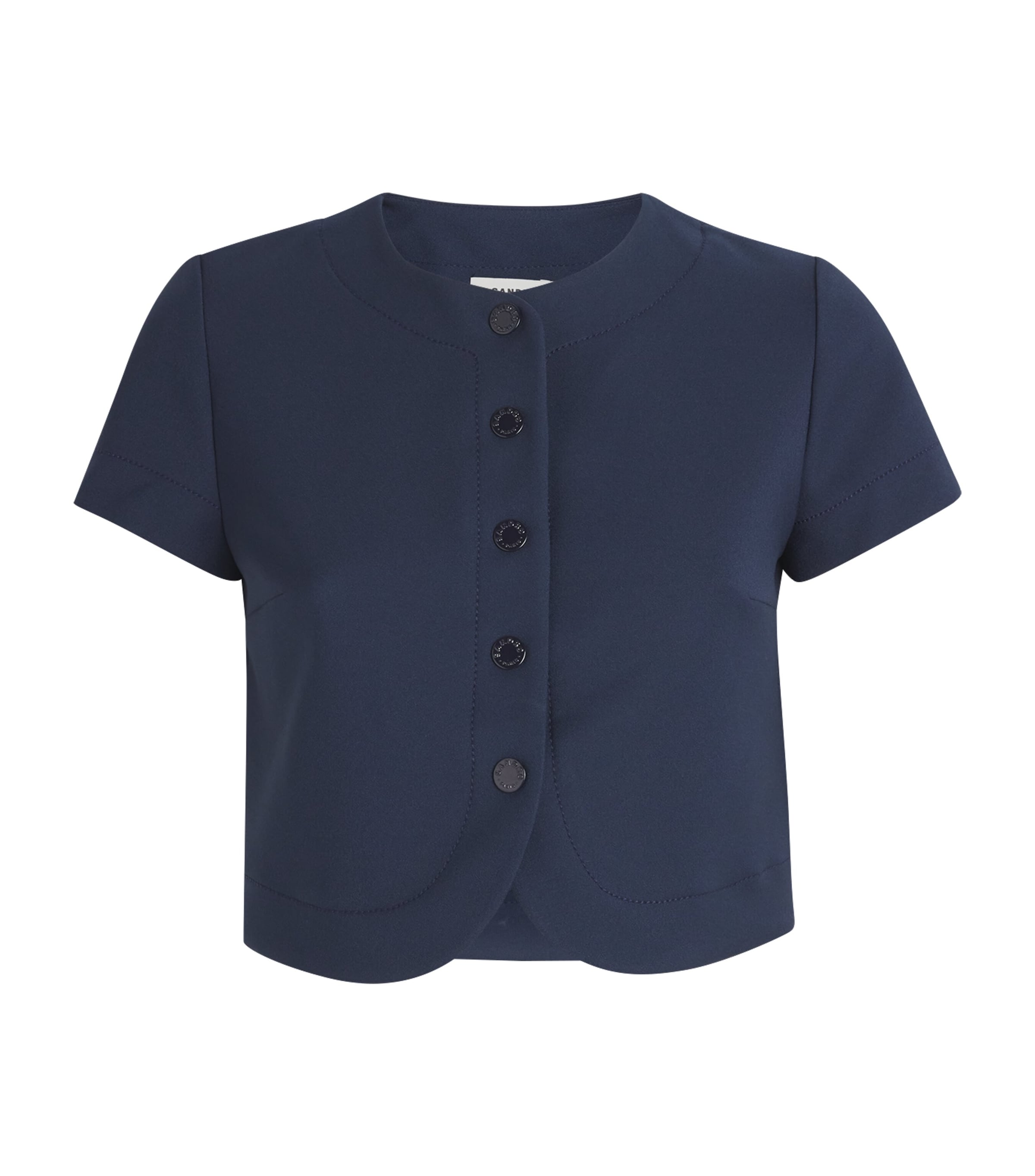Sandro Buttoned Cropped Top In Blue