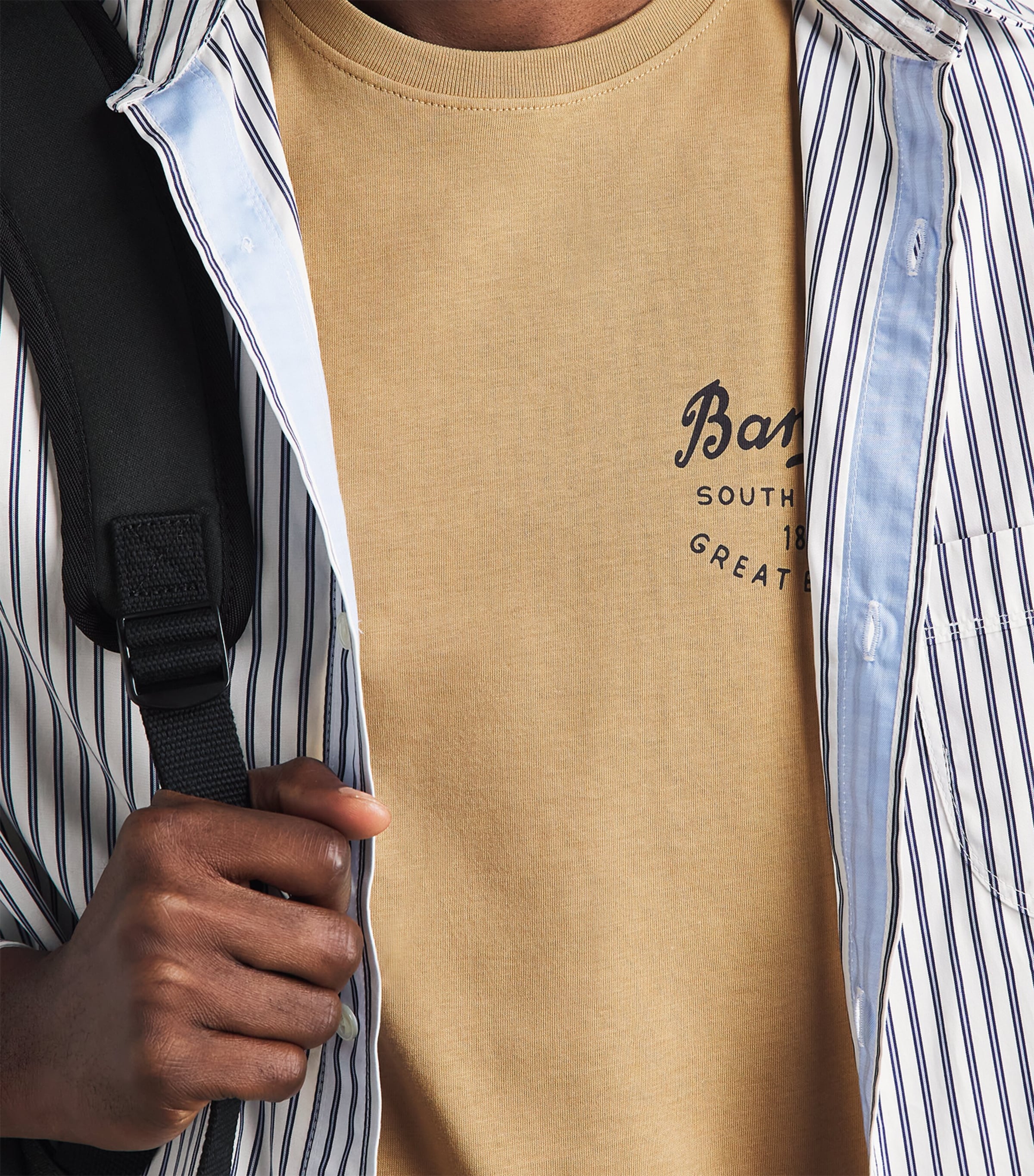 Barbour Mens Cotton Script Graphic T-Shirt Stone Image 3