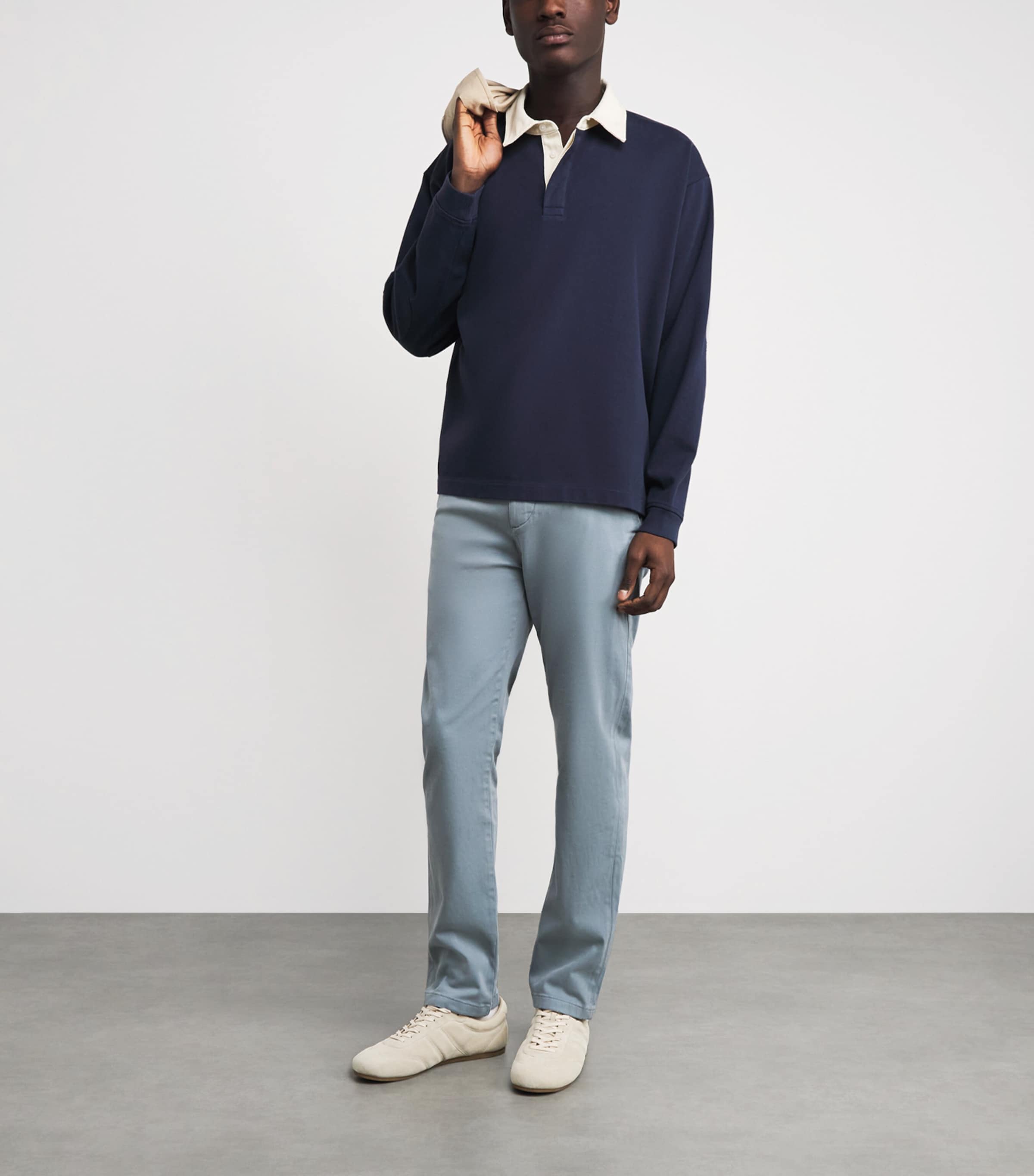 7 For All Mankind Mens Luxe Performance Regular Slimmy Straight Chinos Blue Image 2