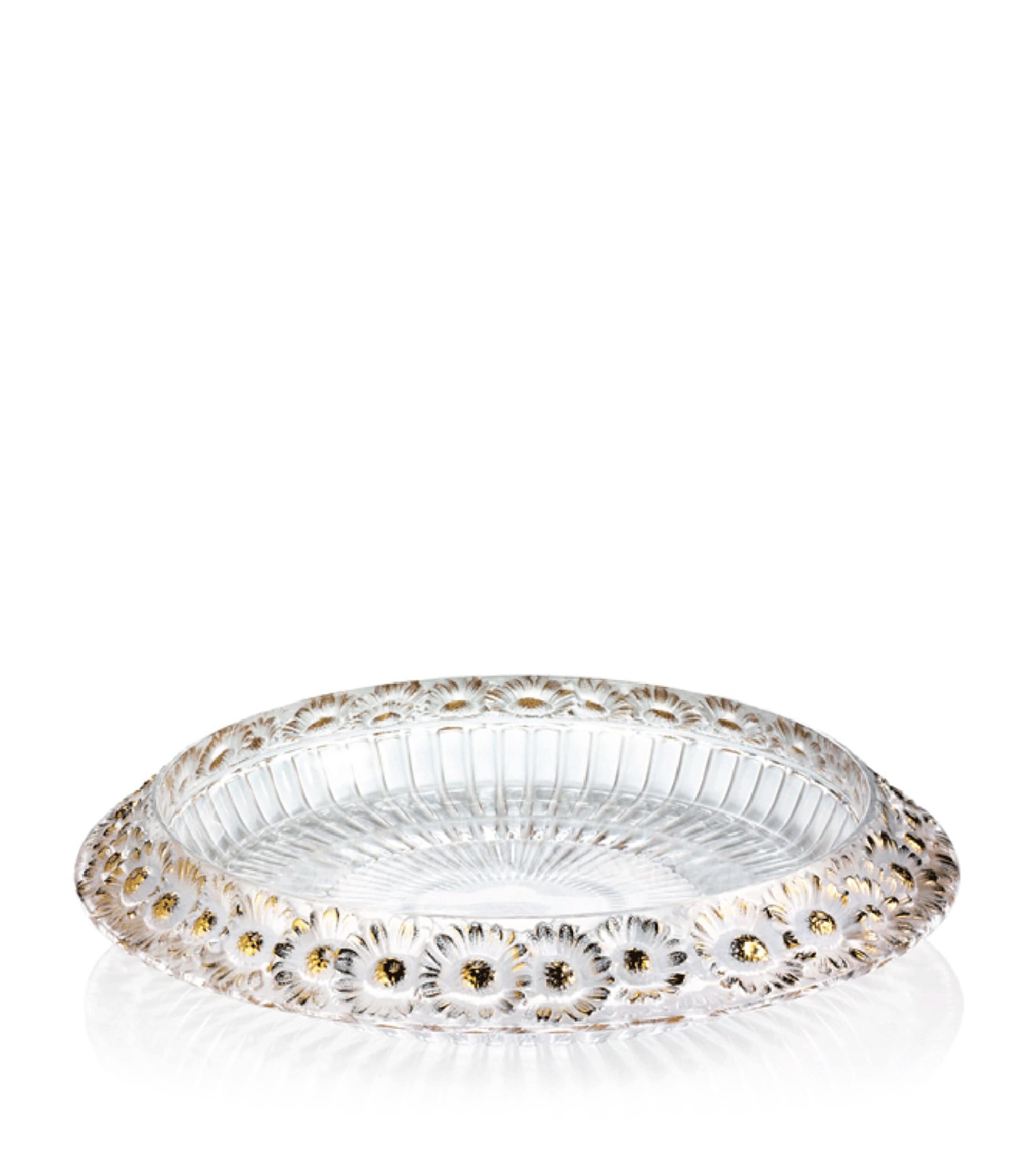 Lalique Marguerites Crystal Bowl In Gold