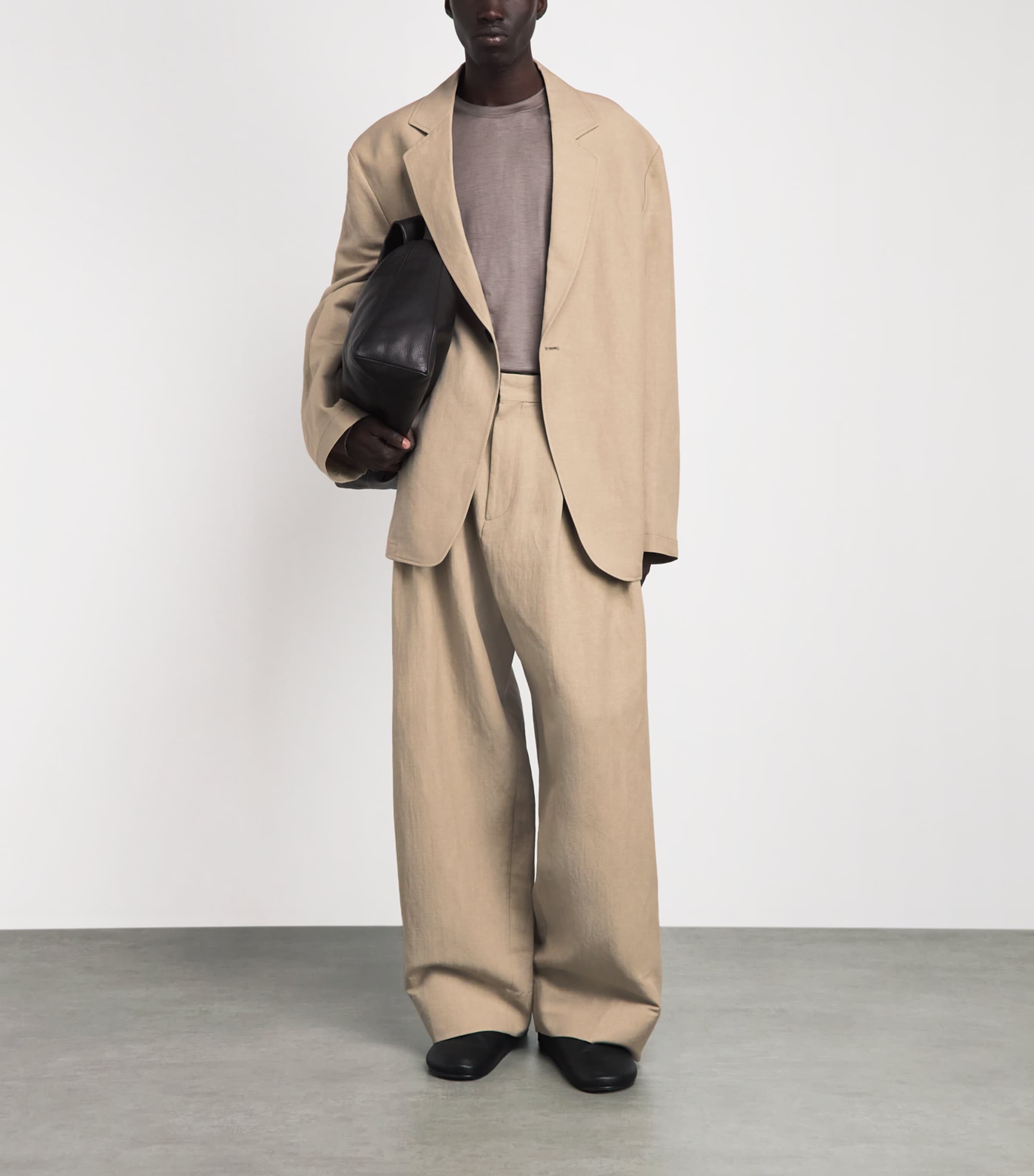 Studio Nicholson Mens Double Pleated Volume Trousers Sand Image 2