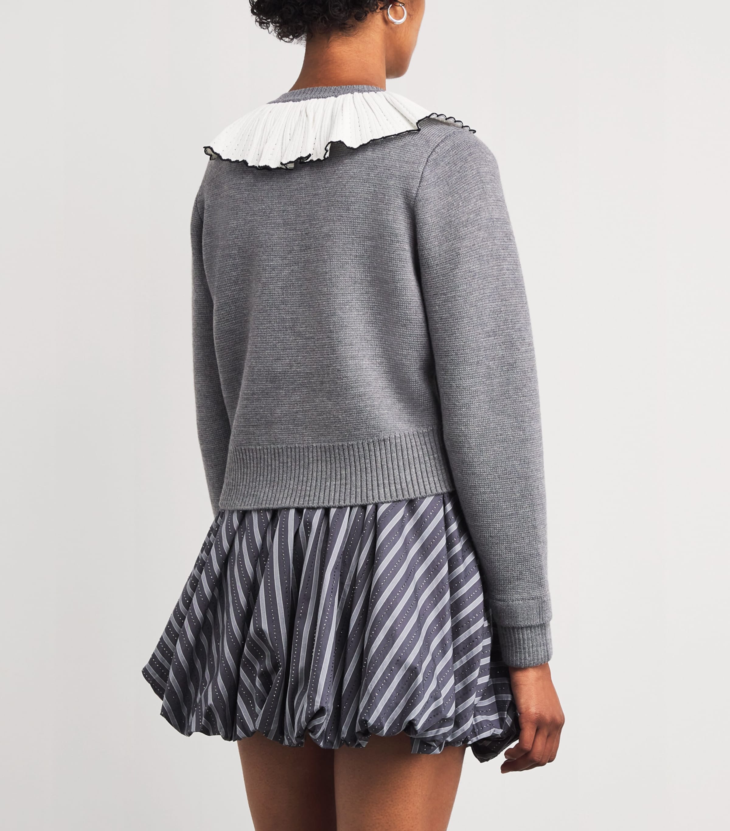 Wool-Blend Ruffle-Collar Cardigan GREY Image 4