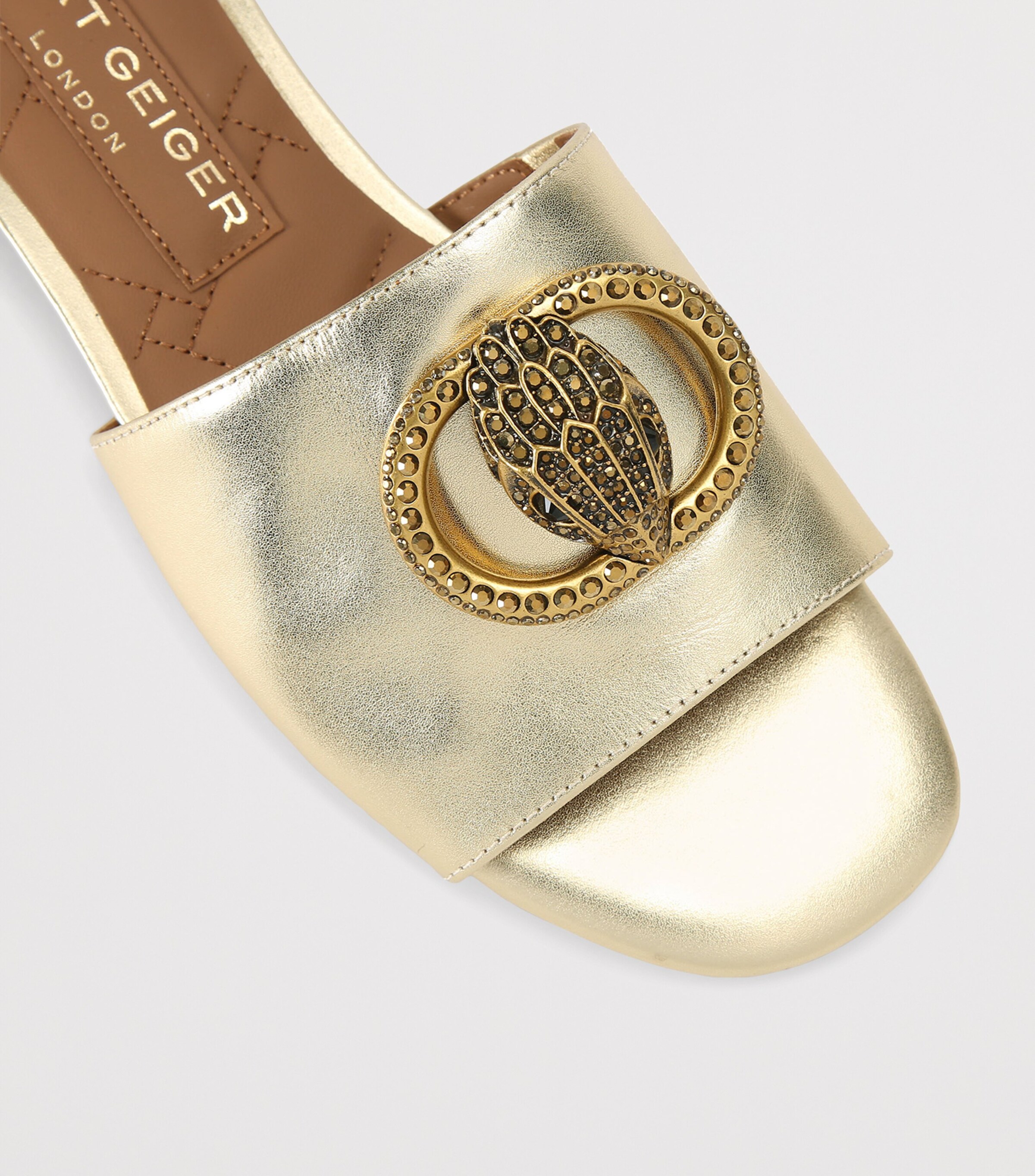 Kurt Geiger London Leather Chelsea Flat Sandals Gold Image 3