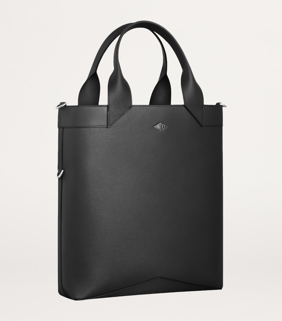 Small Leather Losange Tote Bag BLACK Image 3