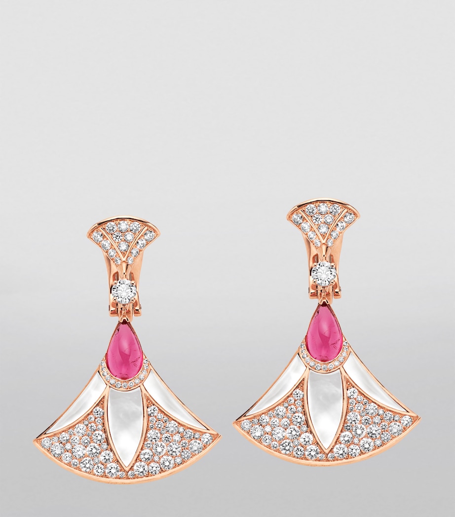 Rose Gold, Diamond and Mother-of-Pearl Diva’s Dream Earrings PINK GOLD Image 2