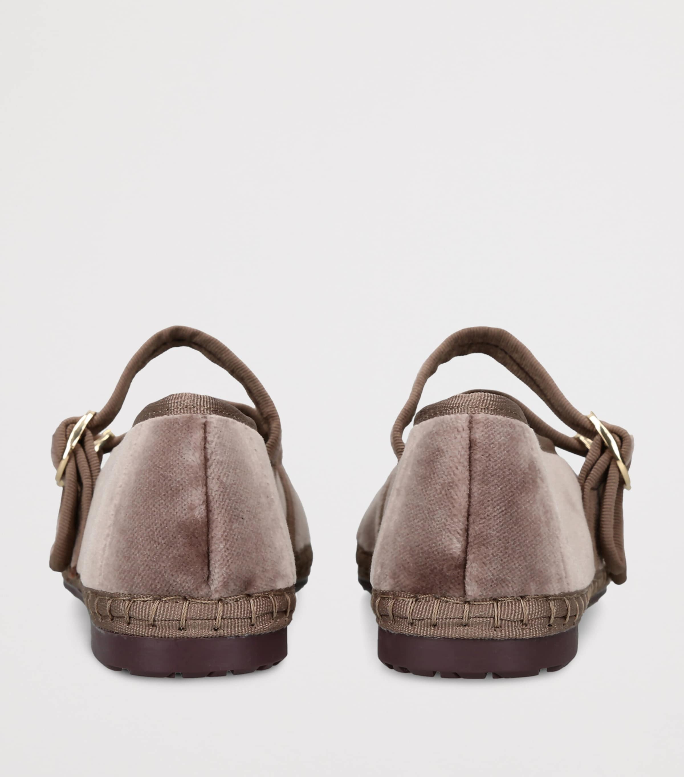Flabelus Velvet Claire Mary Jane Flats Taupe Image 4