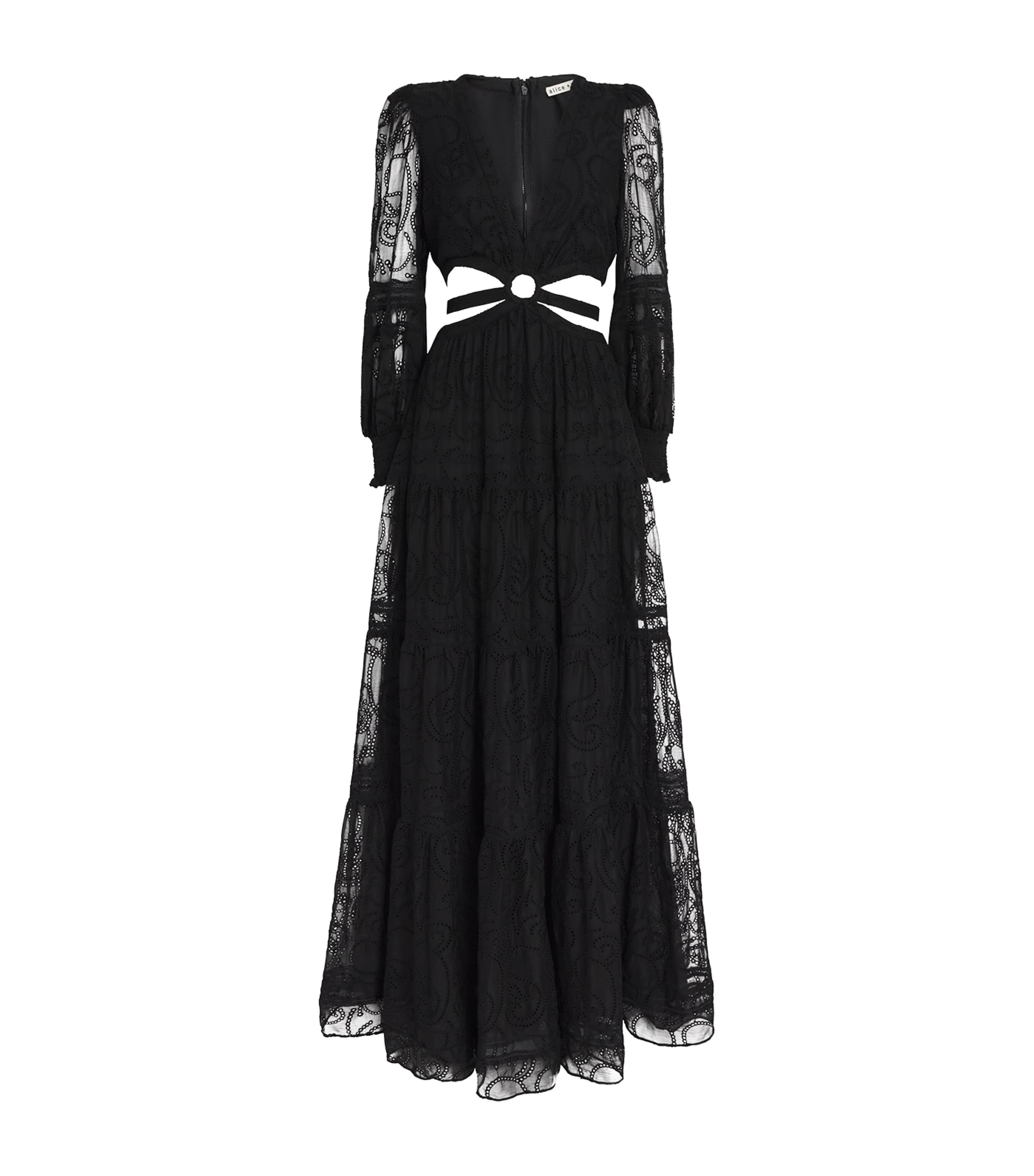 Alice And Olivia Patricia Tiered Maxi Dress In Black