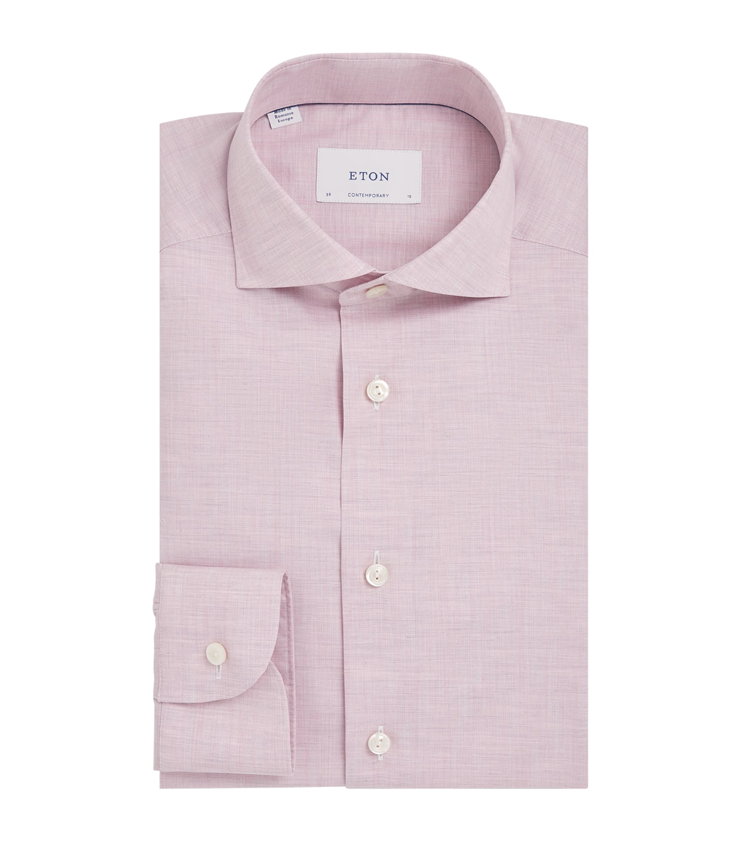 Eton Mens Cotton Fine Twill Shirt Pink Solid Image 1
