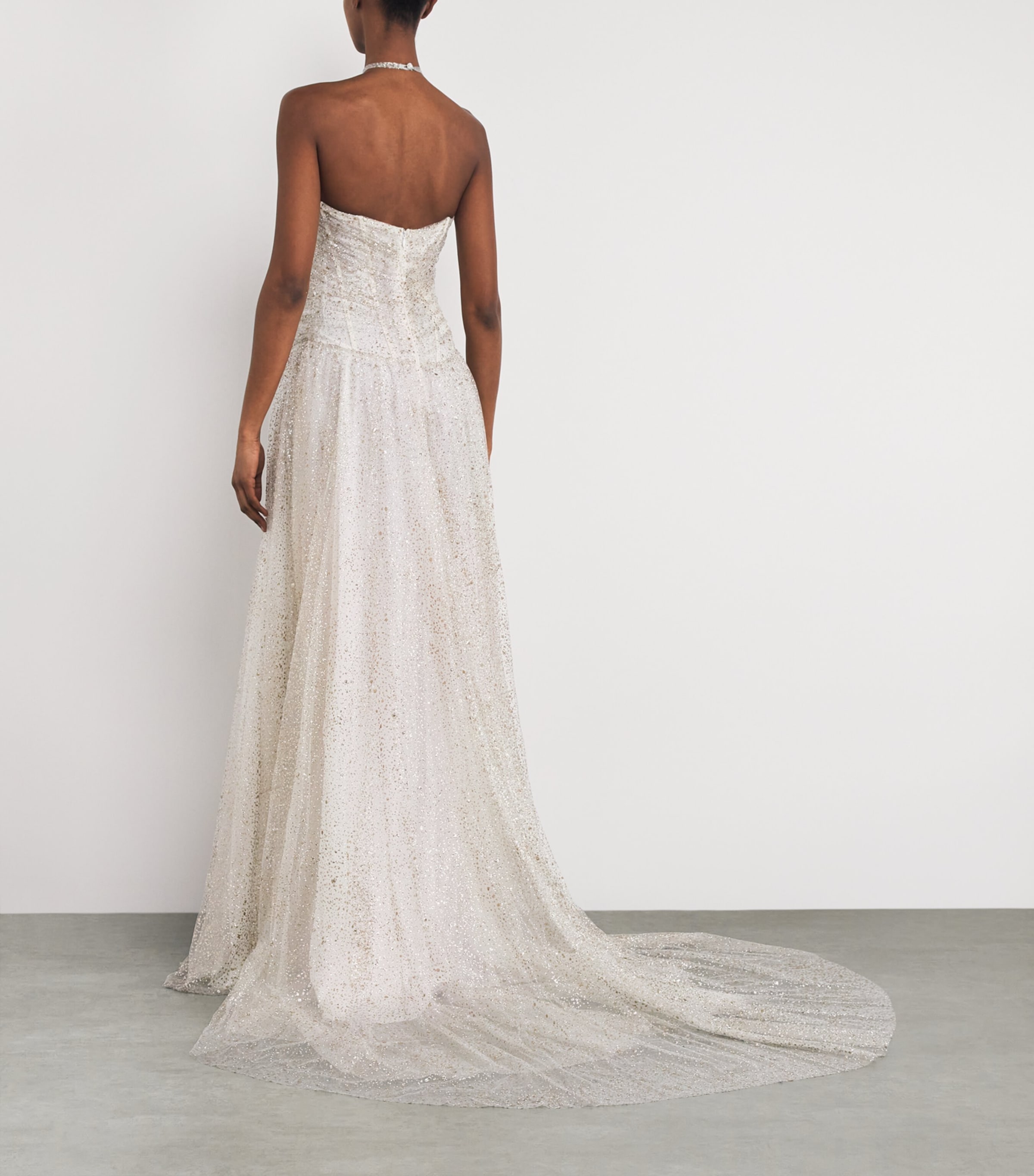 Tulle Embellished Nue Gown OFF-WHITE Image 3