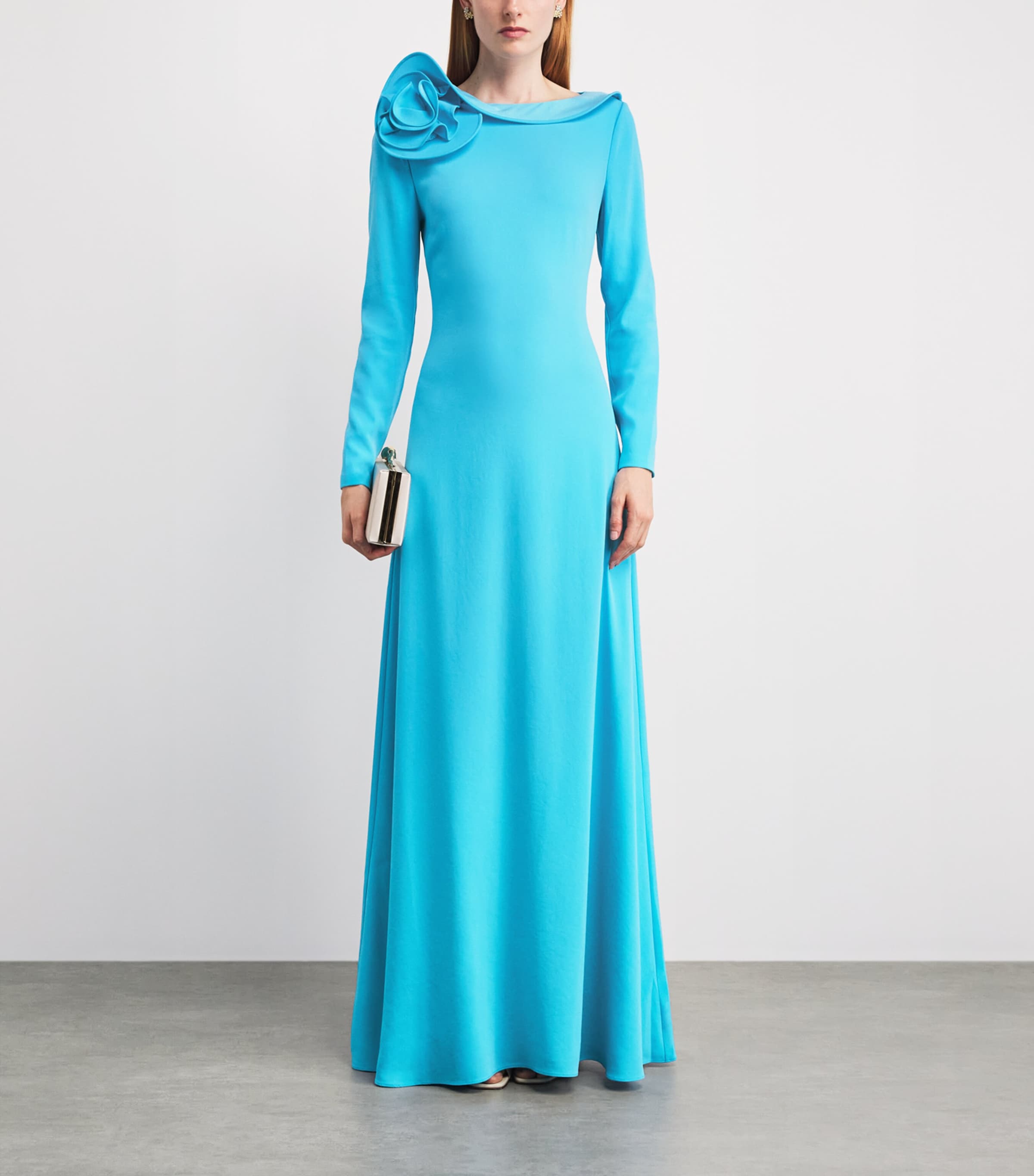 Roland Mouret Womens Flower Appliqué Gown Dark Topaz Image 2