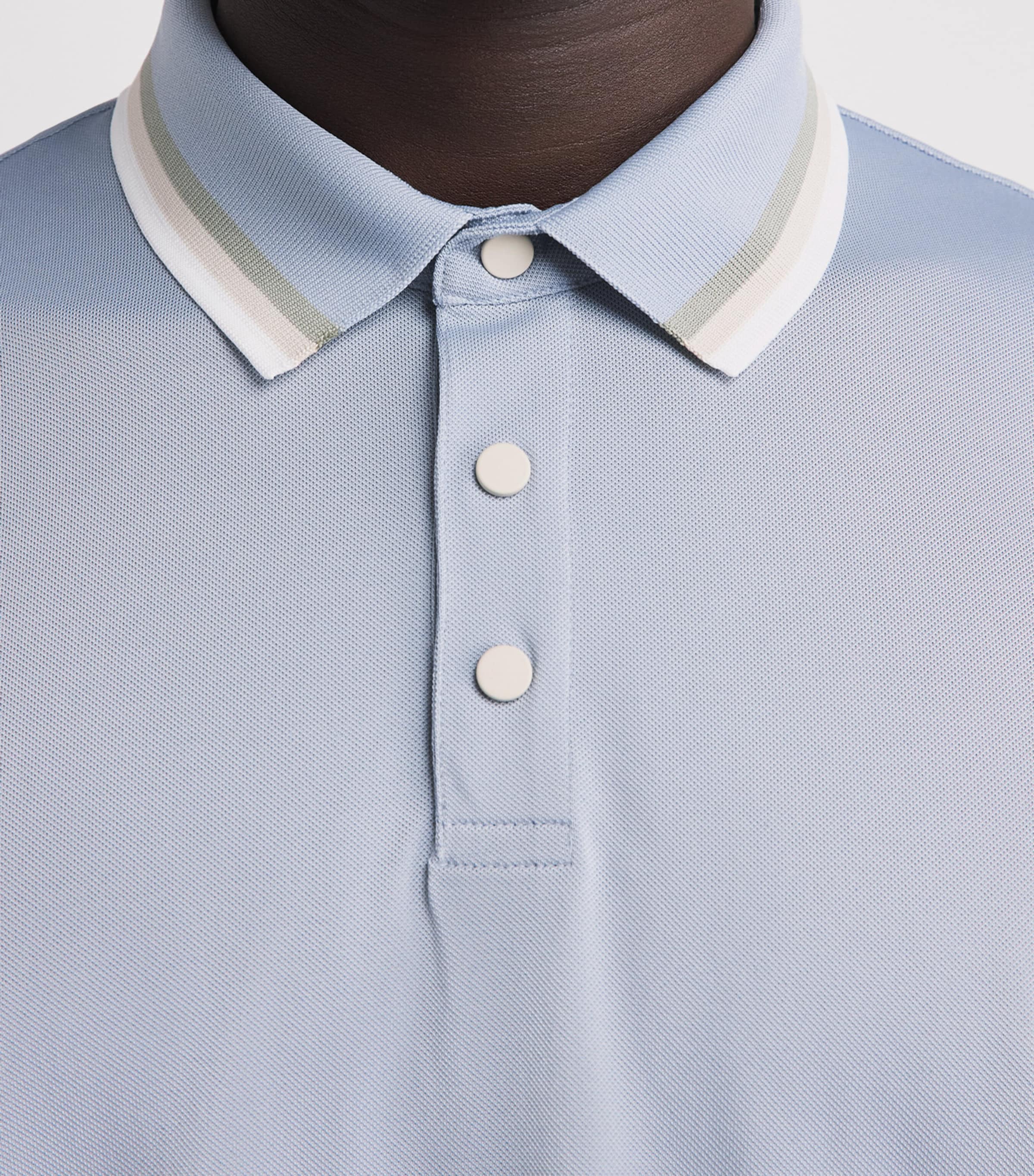 Bogner Mens Stripe-Trim Arik Polo Shirt Fog Image 3