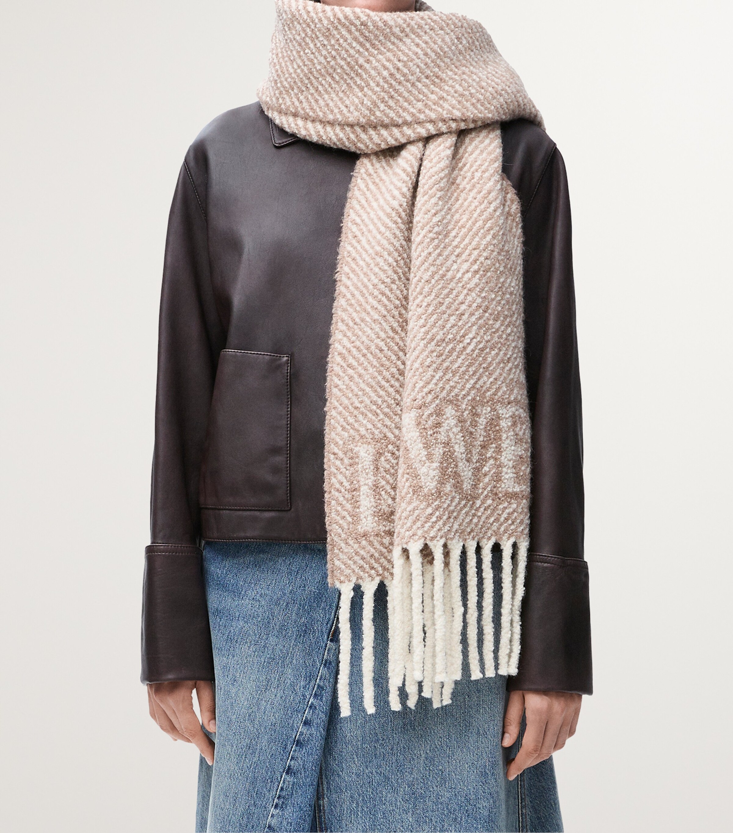 Alpaca-Blend Logo Scarf BEIGE/ECRU Image 3