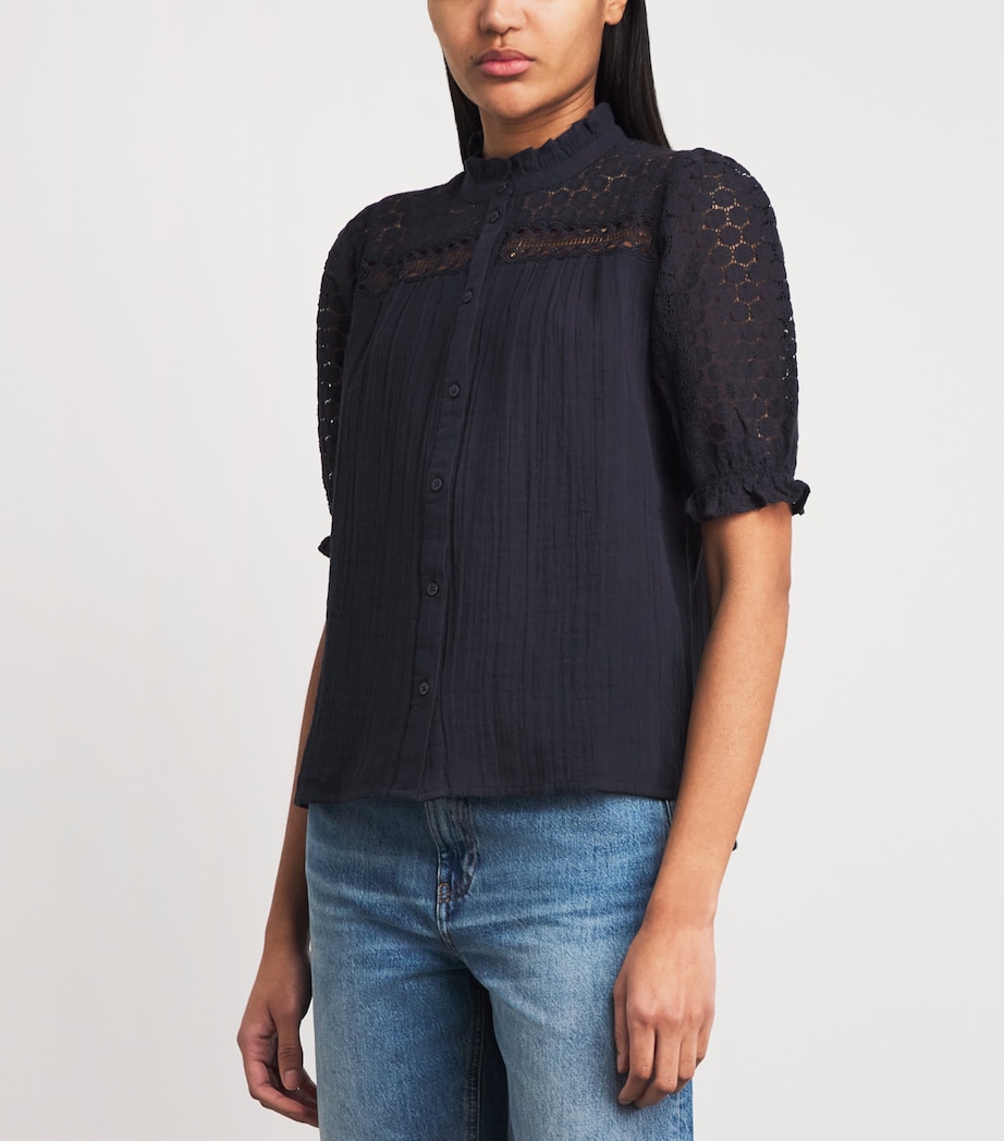 ME+EM Womens Cotton Cheesecloth Blouse Navy Image 4