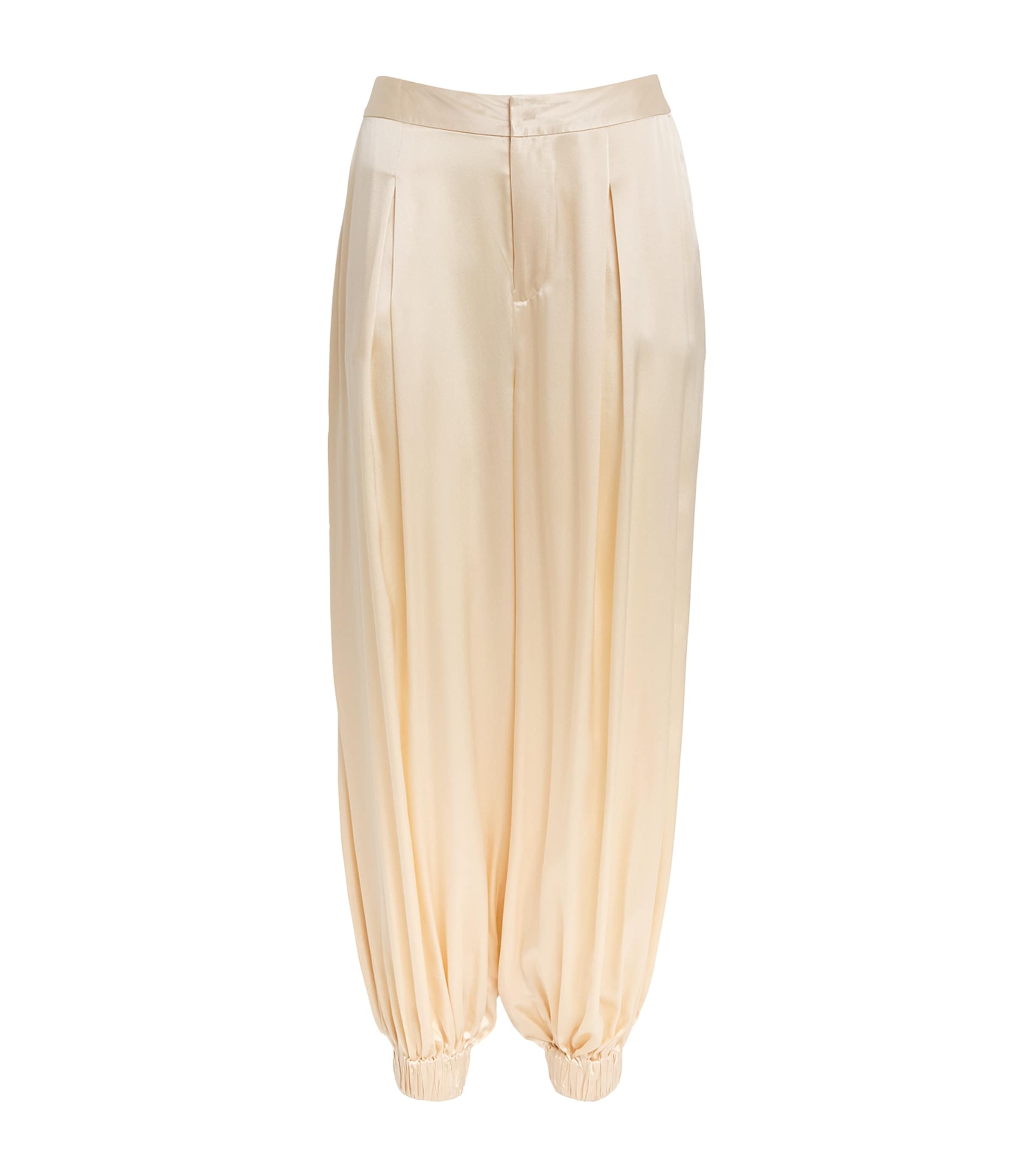 Shop L Agence Silk Palmer Tapered Trousers In Ivory