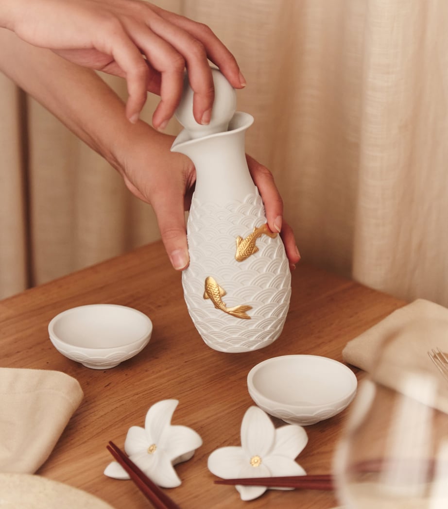 Lladró Porcelain Koi Soya Set White & Gold Image 2