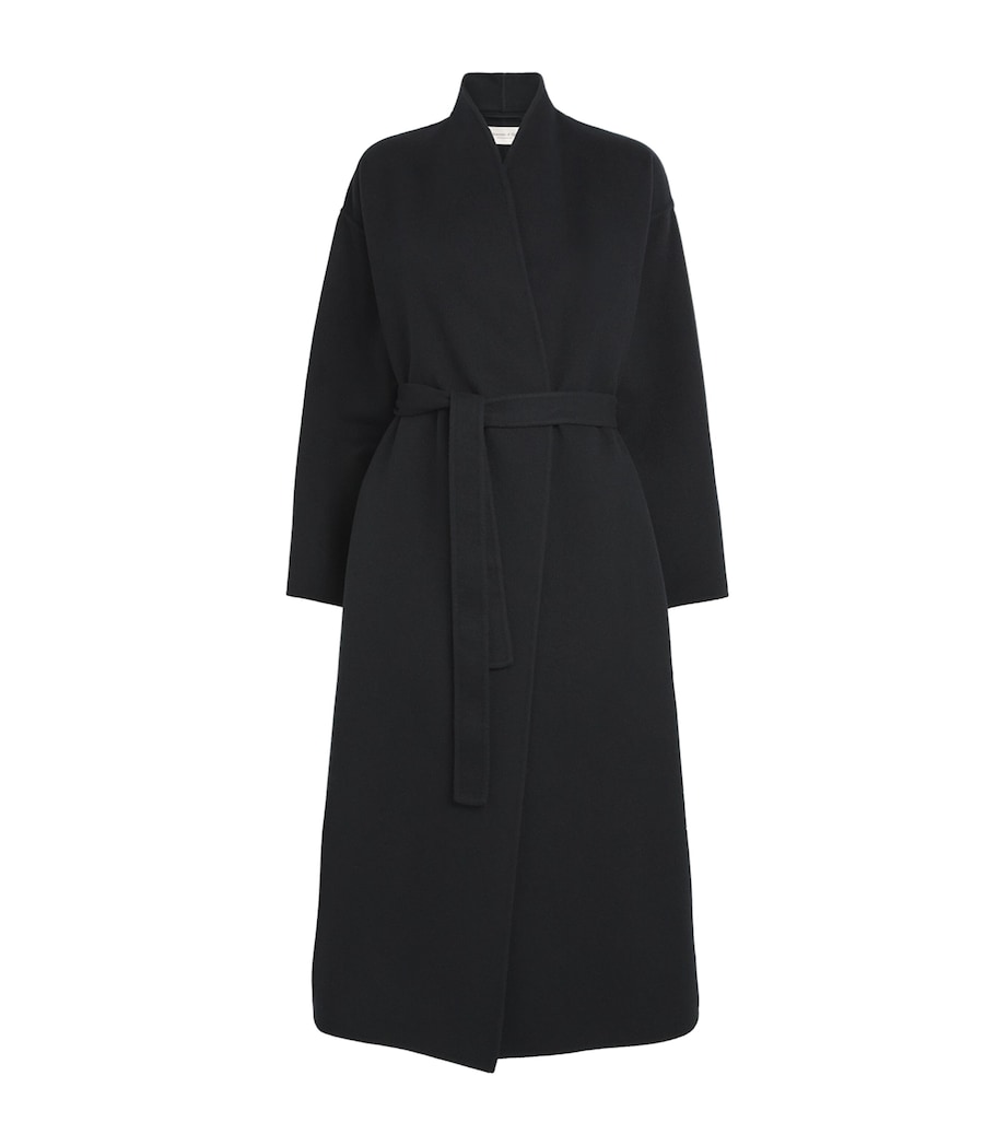 Cashmere Wrap Belt Long Coat RU6432 BLACK Image 1