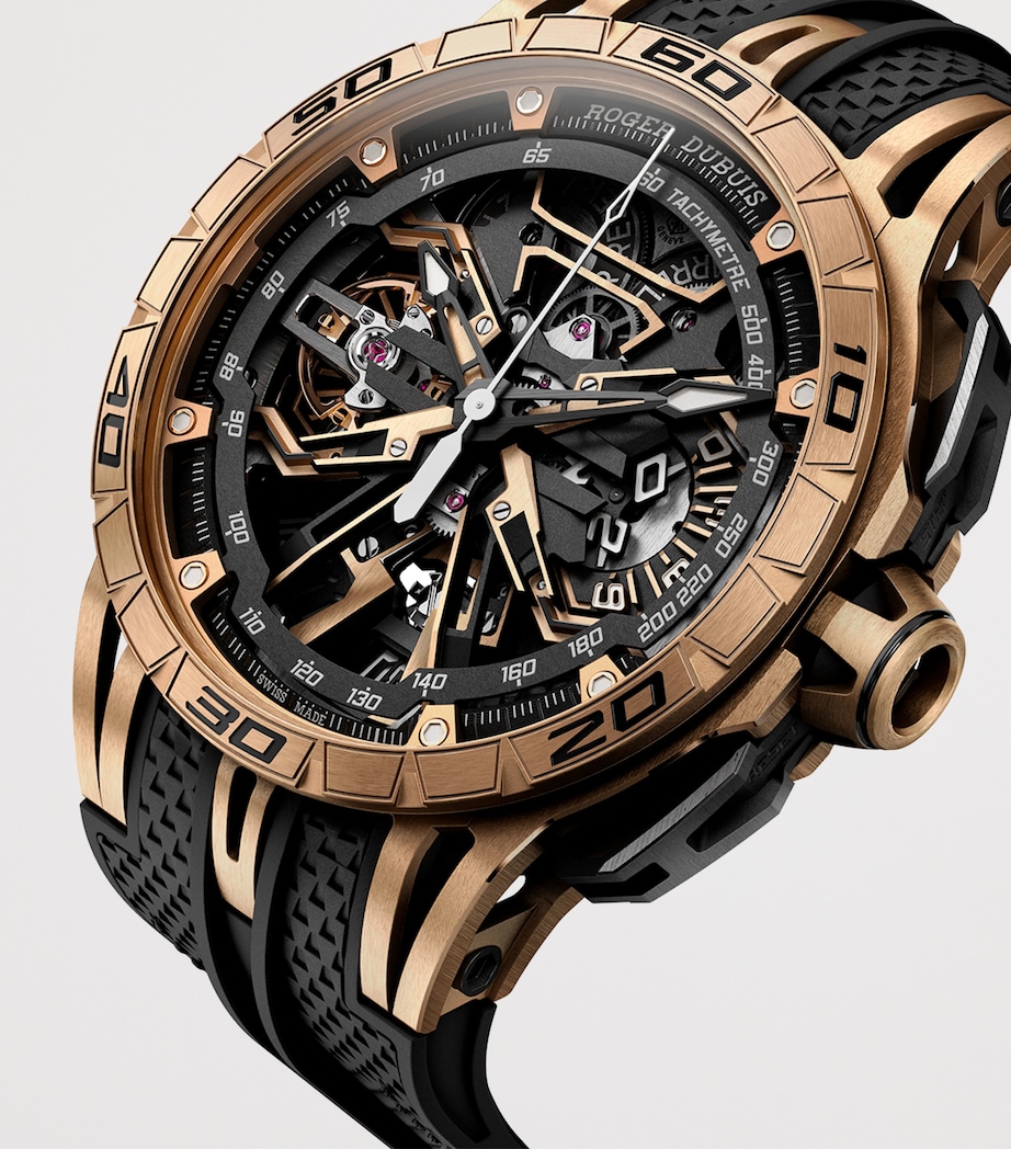 Roger Dubuis Rose Gold Excalibur Spider Flyback Chronograph Watch 45mm Black Image 2