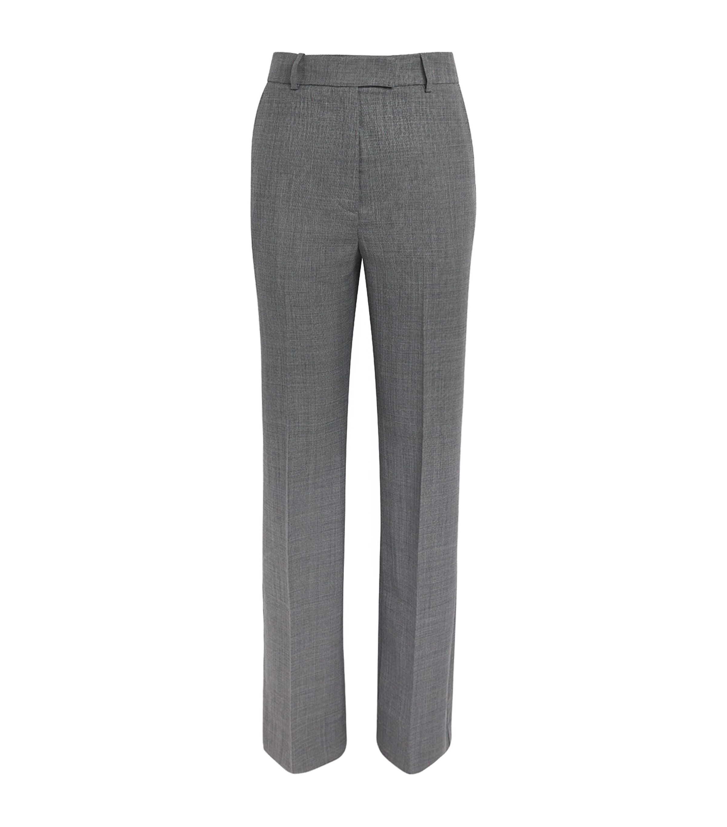 GANNI Womens Wool-Blend Straight Trousers Phantom Image 1