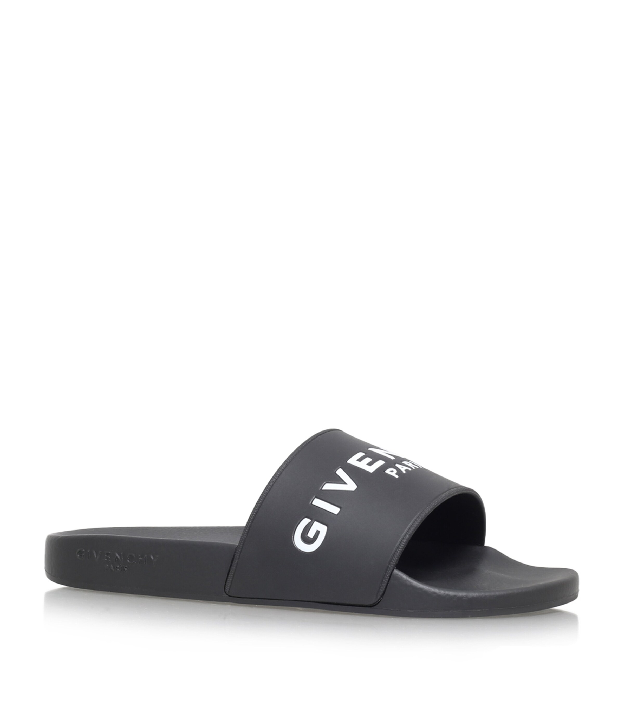 Givenchy Black Flat Slides With Logo In Polyurethane Man In Black