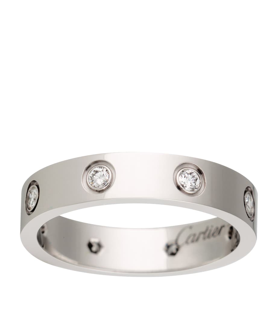 White Gold and Diamond LOVE Wedding Band MULTI Image 1