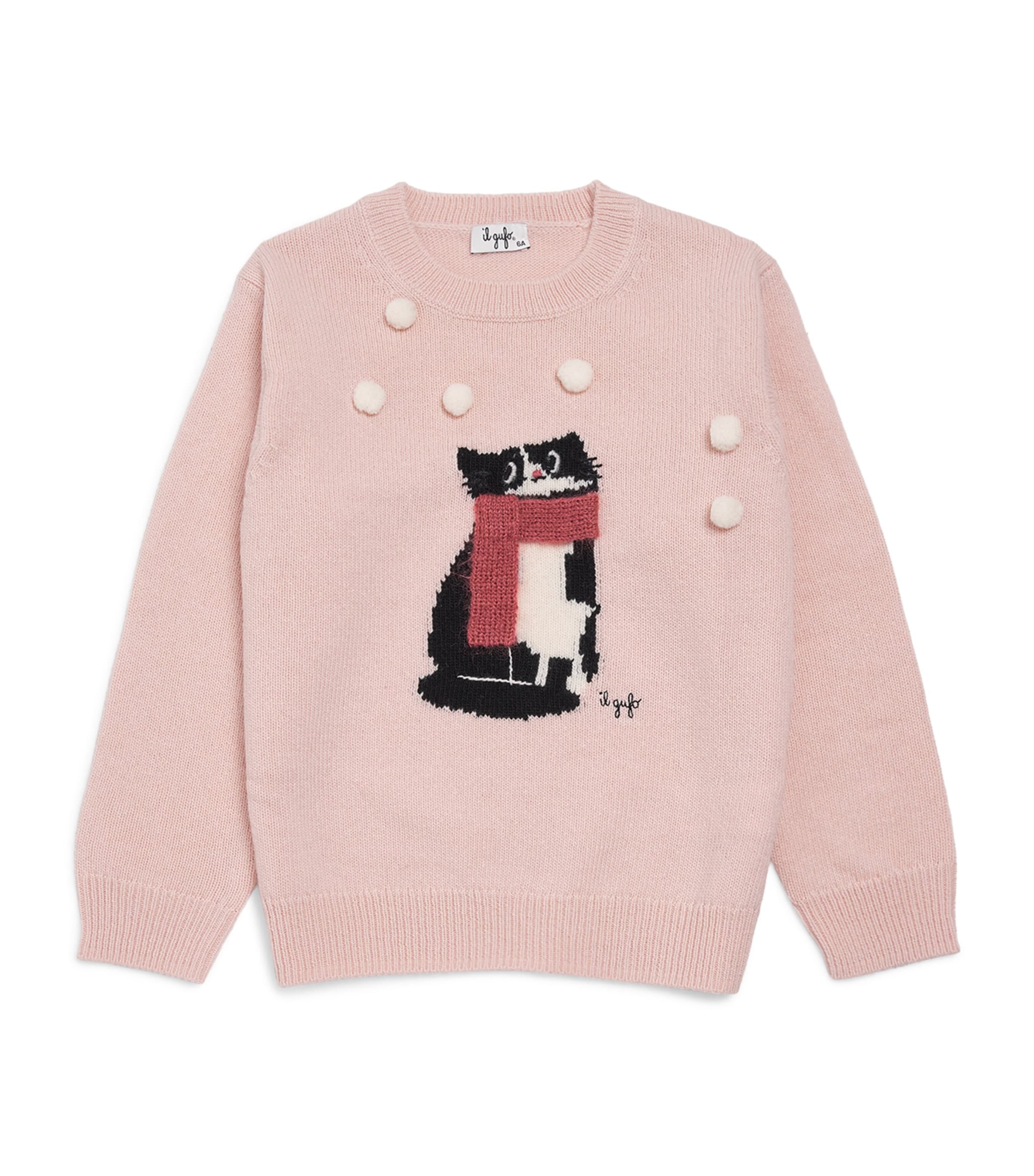 Virgin Wool Cat Sweater (6 Years) 304SMOOTHIE PINK Image 1