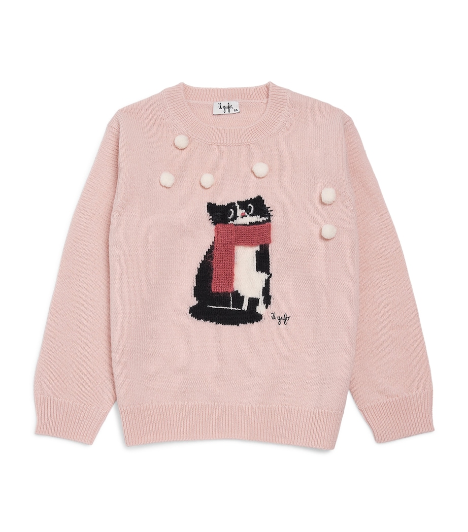 Virgin Wool Cat Sweater (6 Years) 304SMOOTHIE PINK Image 1