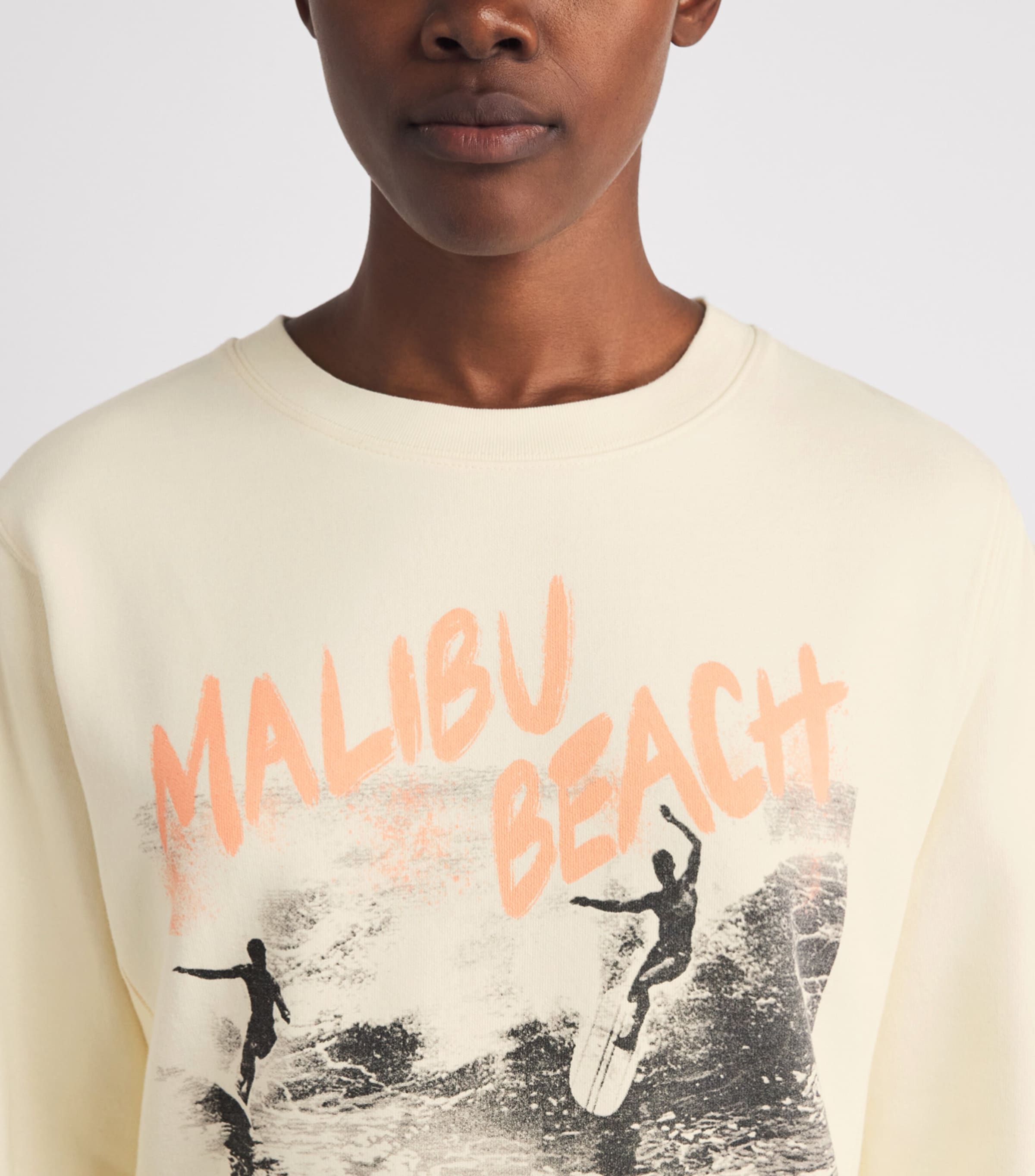 ANINE BING Womens Cotton Shrunken Harry Sweatshirt Ecru Image 3