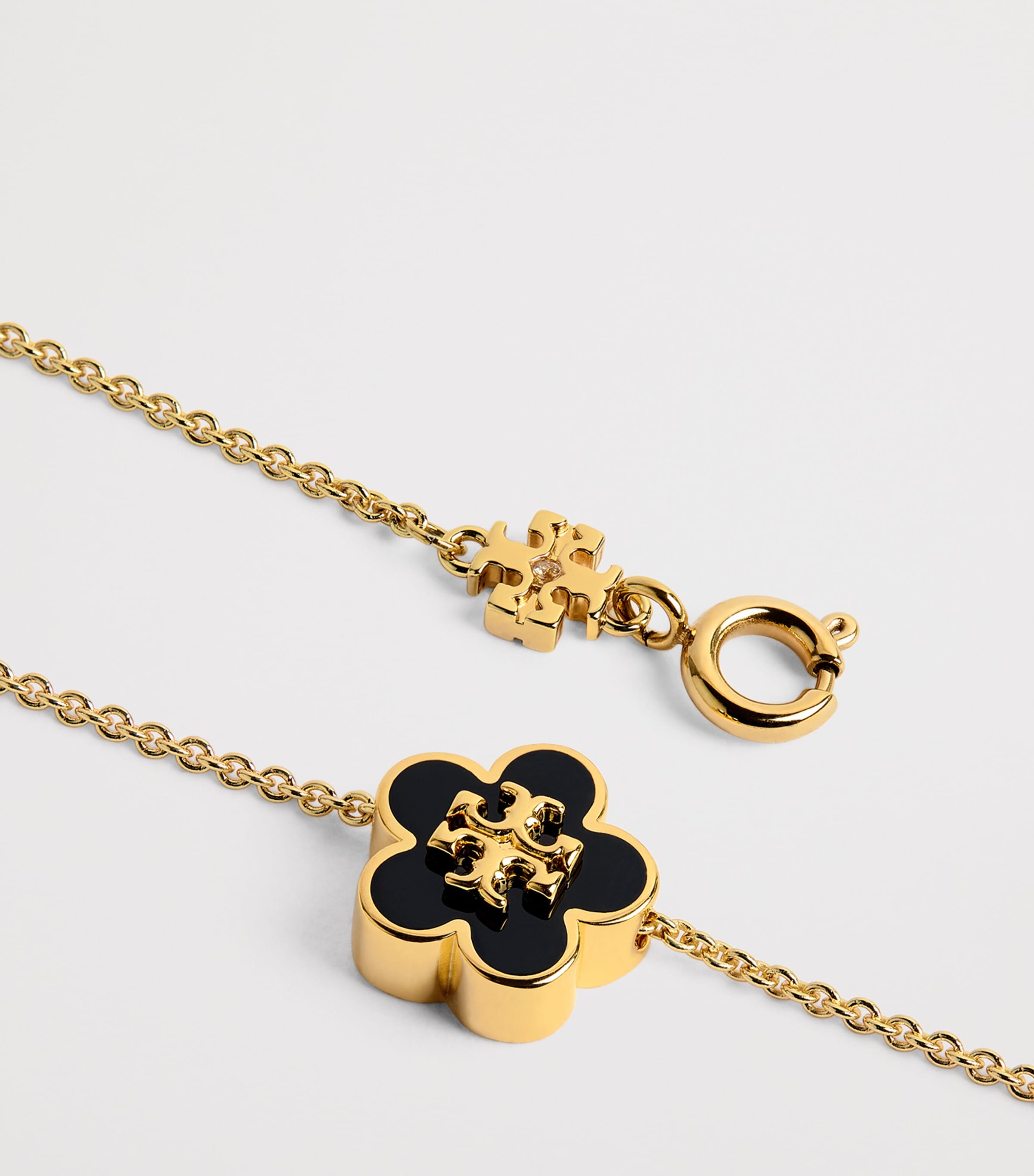 Tory Burch Enamel Kira Flower Necklace Tory Gold / Blck Image 4