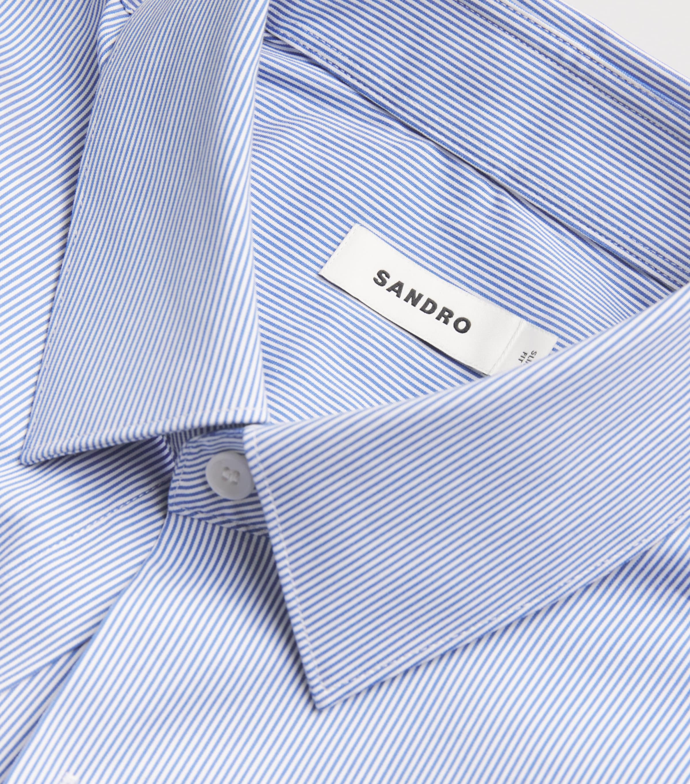 Sandro Paris Mens Cotton Stripe Shirt White / Blue Image 6