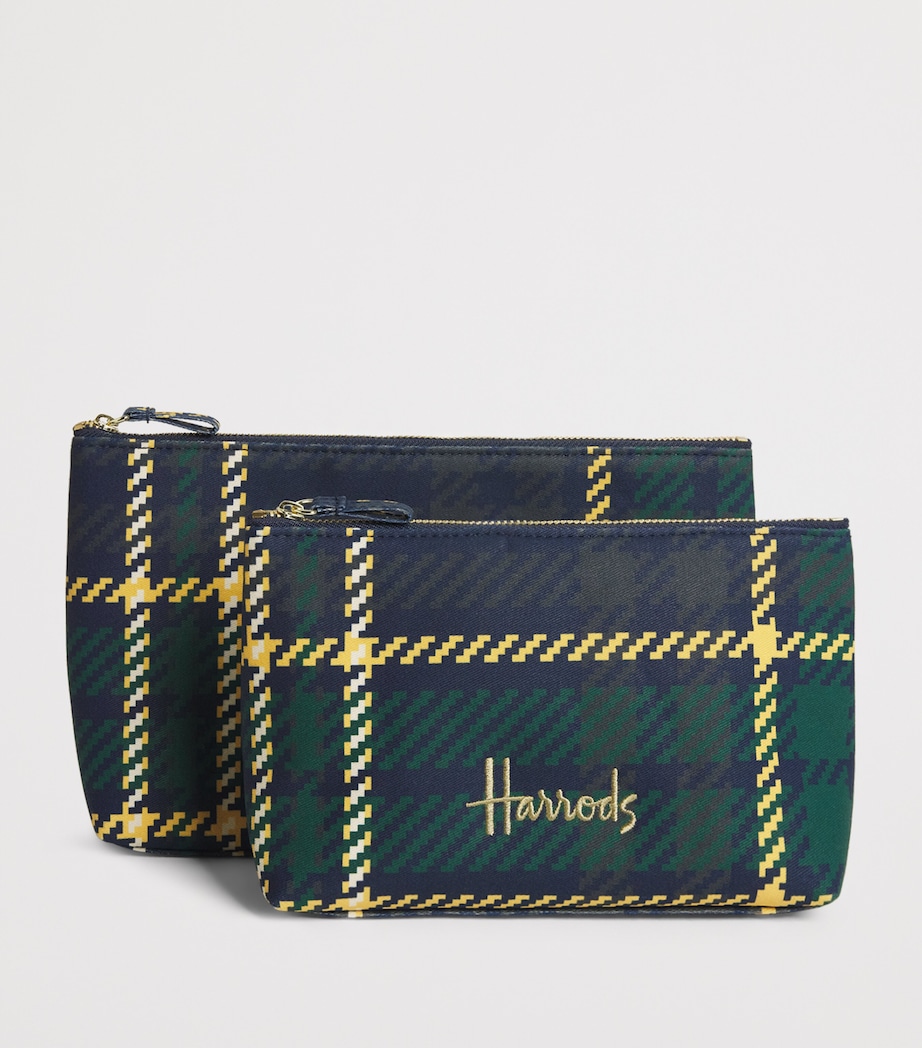 Harrods Small Tartan Logo Pouch Navy Image 3