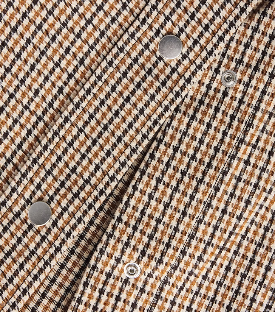 Vince Womens Cotton-Blend Check Shirt Ltwhtstn Chck Image 6