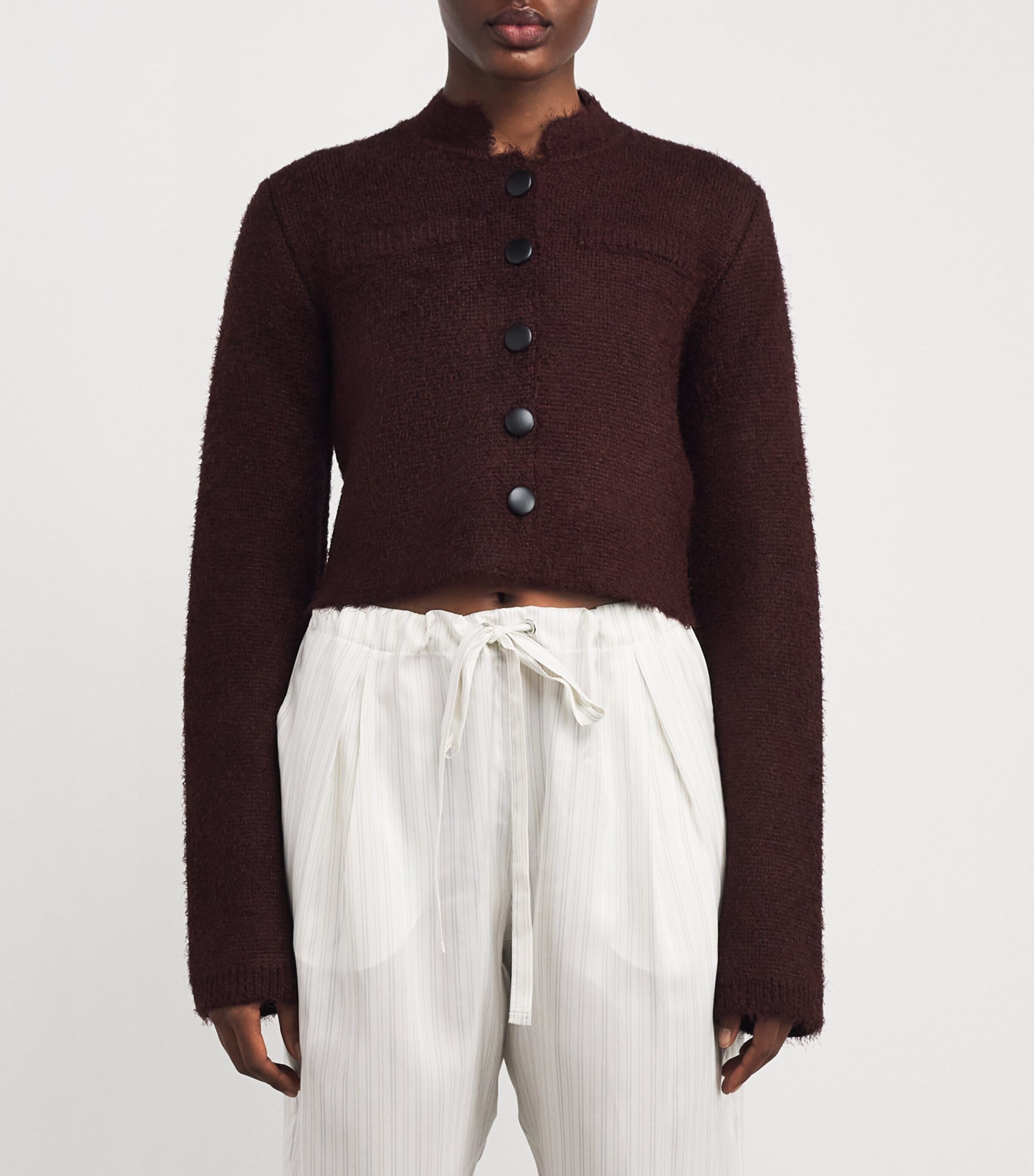 Khaite Womens Silk-Cashmere Ello Cardigan Jacket Dark Plum Image 3