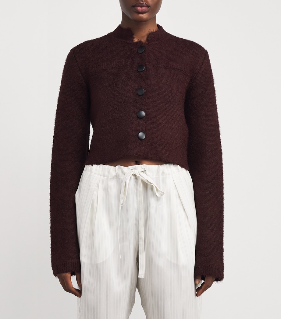 Khaite Womens Silk-Cashmere Ello Cardigan Jacket Dark Plum Image 3
