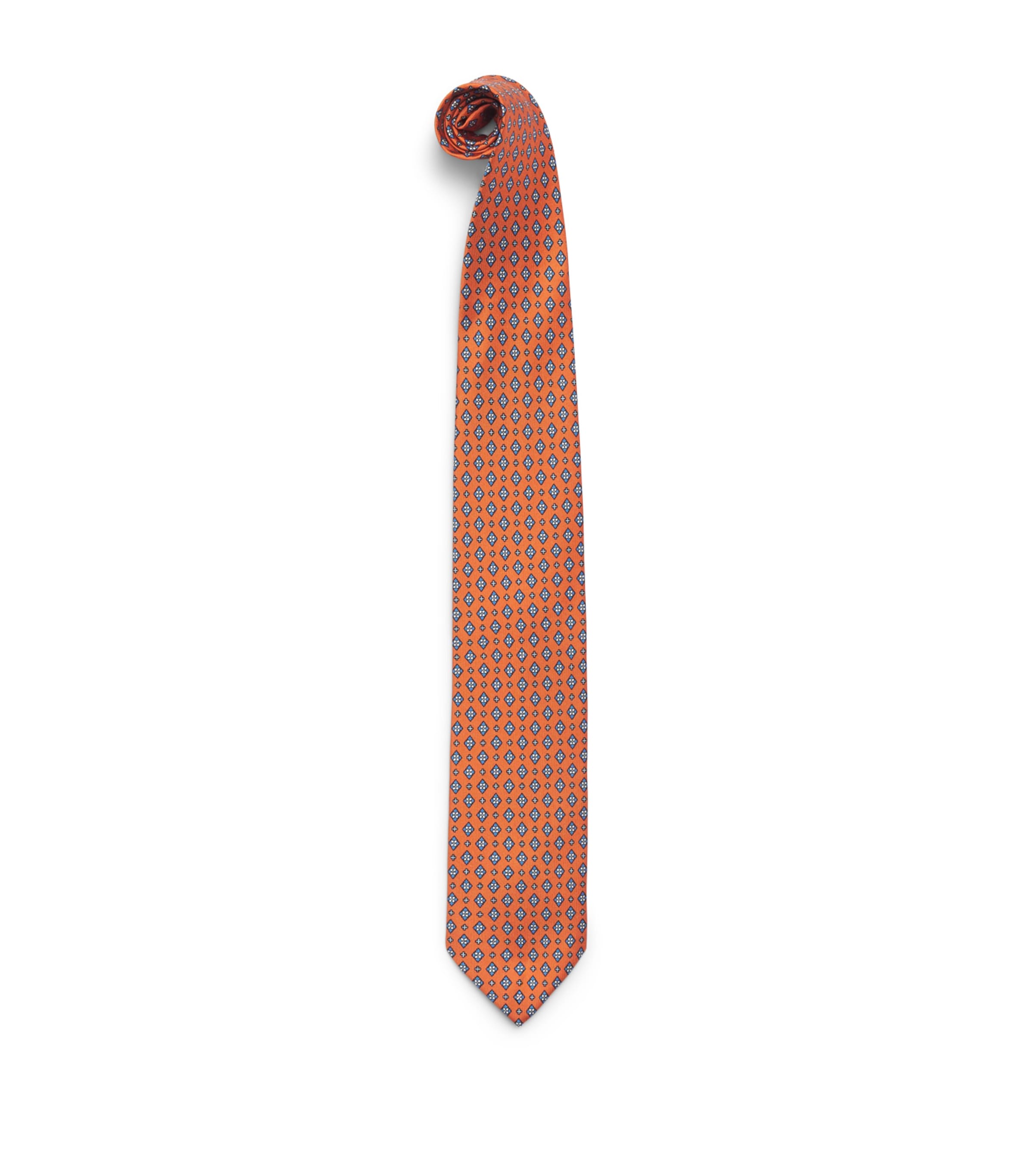 E. Marinella Silk Geometric Tie Orange Image 1