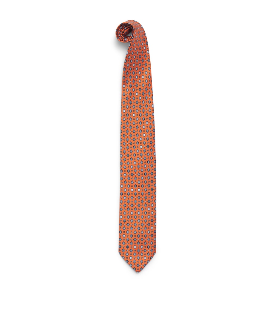 E. Marinella Silk Geometric Tie Orange Image 1