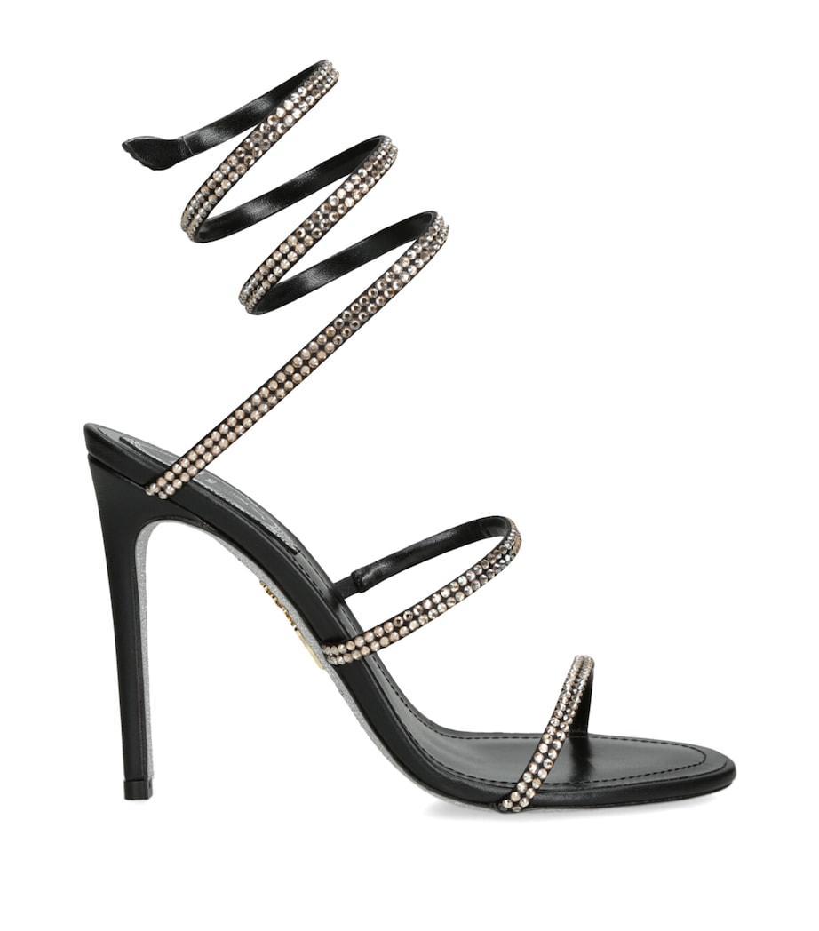René Caovilla Leather Embellished Cleo II Heeled Sandals 105 Blk/other Image 1