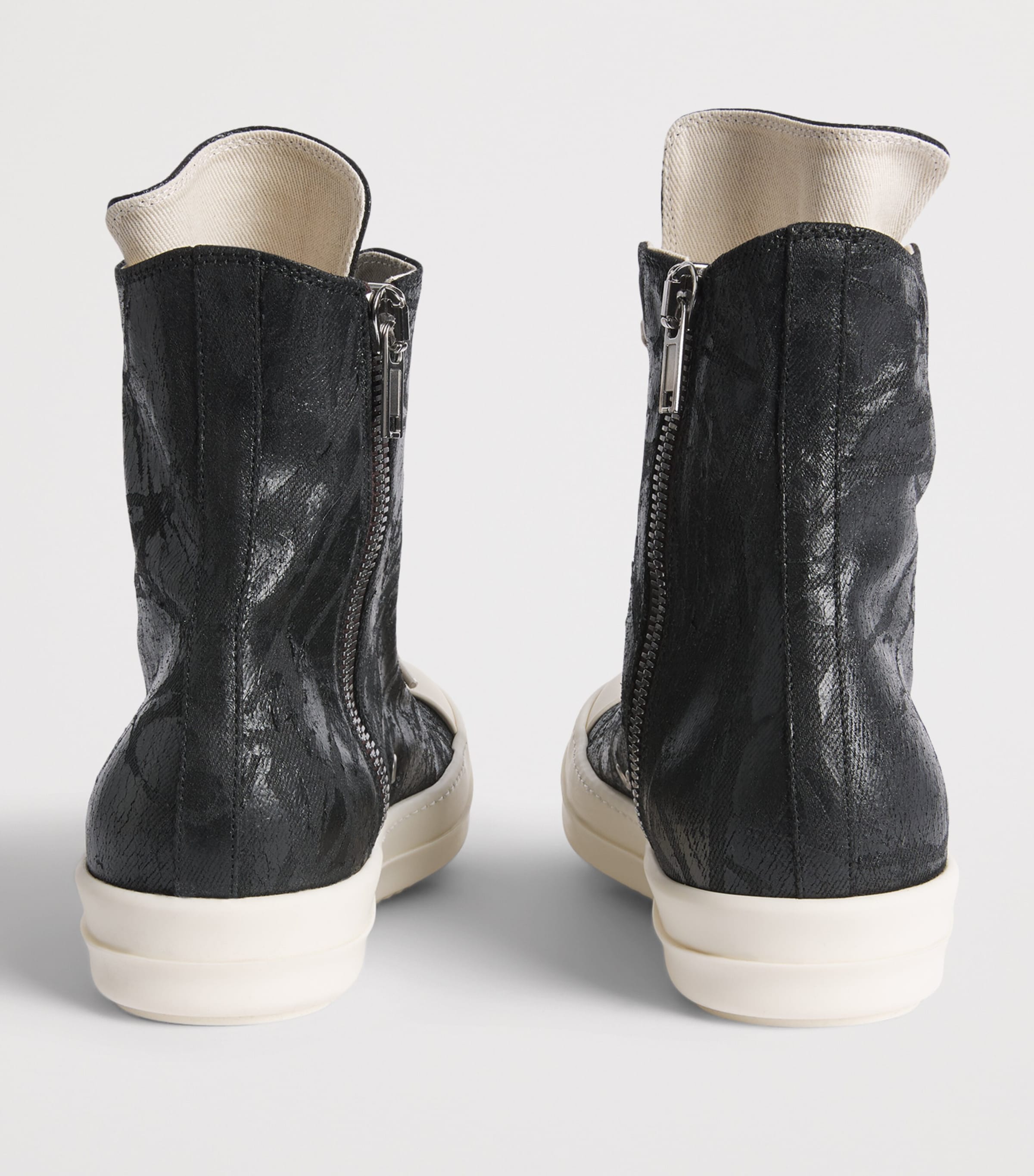 Rick Owens Coated Canvas High-Top Sneakers Blk/milk/milk Image 4