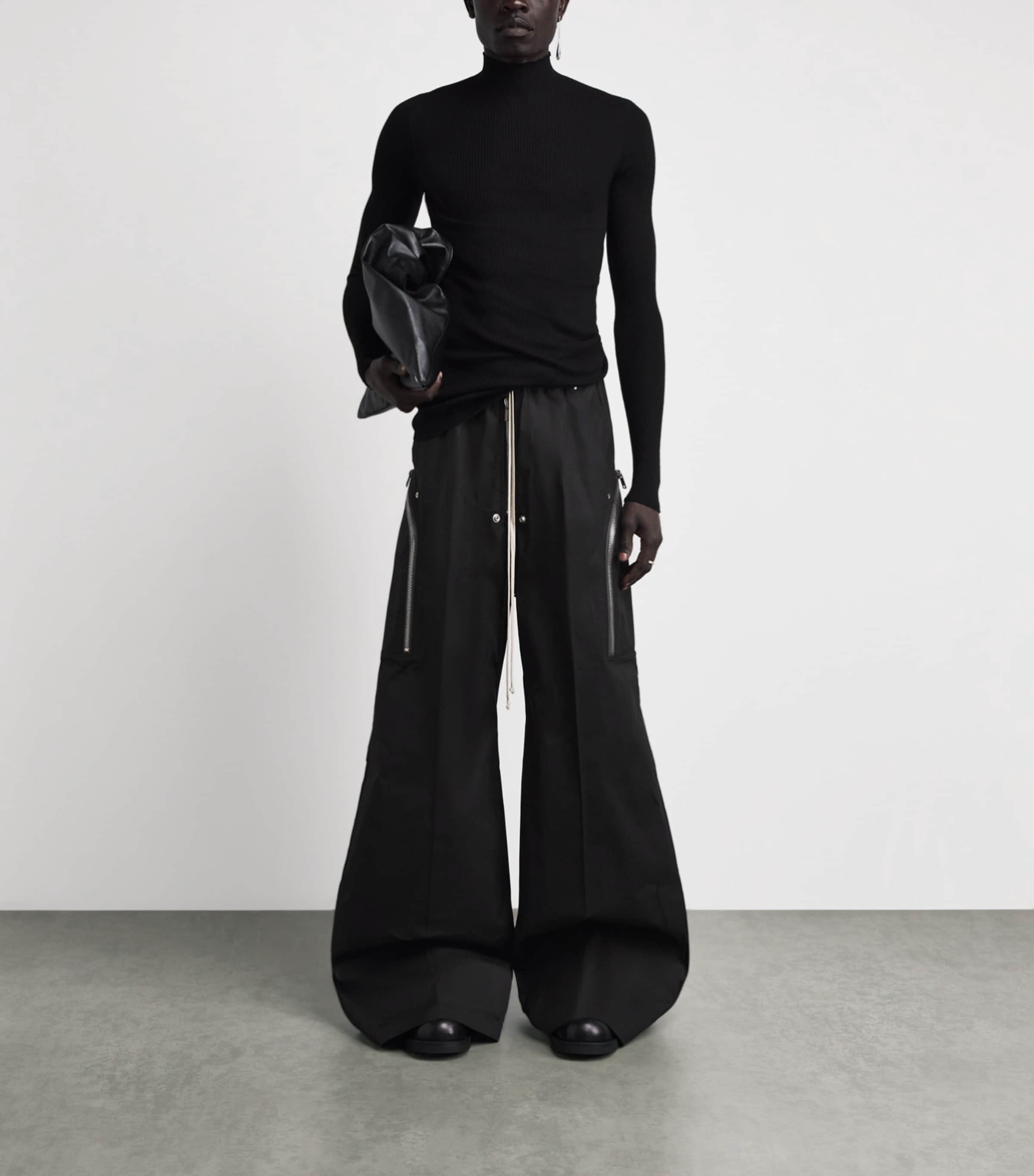 Rick Owens Mens Stretch-Cotton Heizer Belas Cargo Trousers Black Image 2