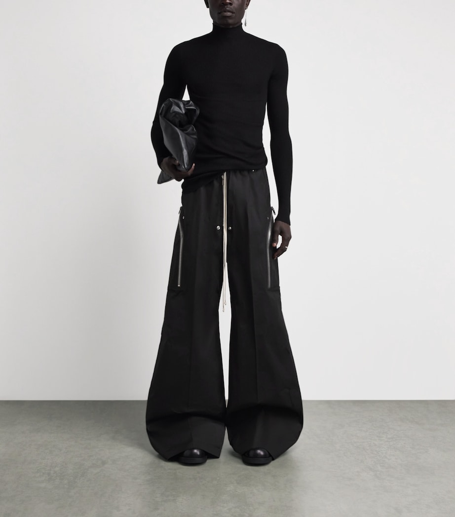 Rick Owens Mens Stretch-Cotton Heizer Belas Cargo Trousers Black Image 2