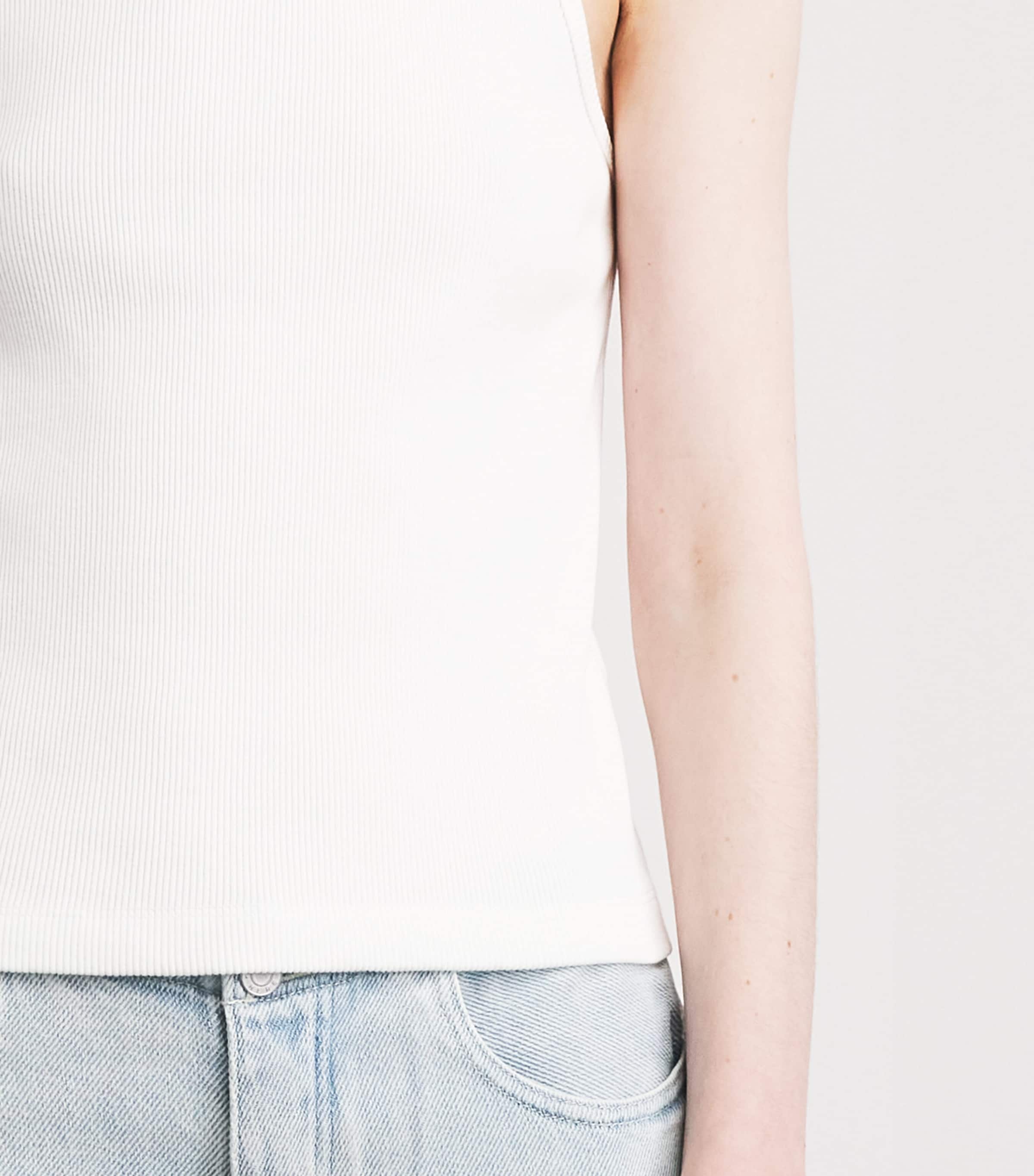 STILL HERE Womens Stretch-Cotton Snap Tank Top Milk Image 3