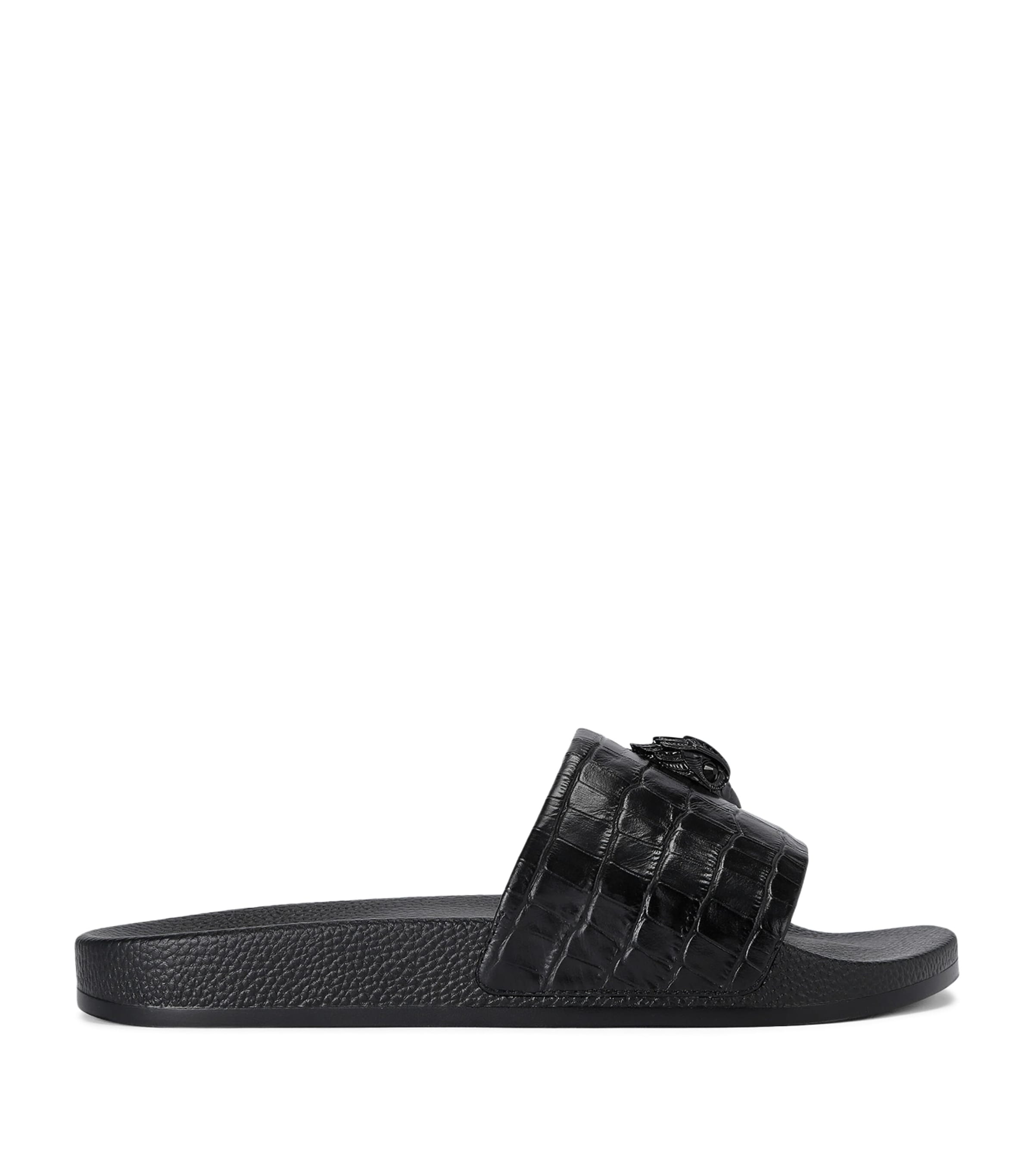 Kurt Geiger London Leather Croc-Embossed Eagle Slides | Holiday Shop | Mens | Sandals | Men Shoes | Sliders | Designers | Kurt Geiger London | 5193
