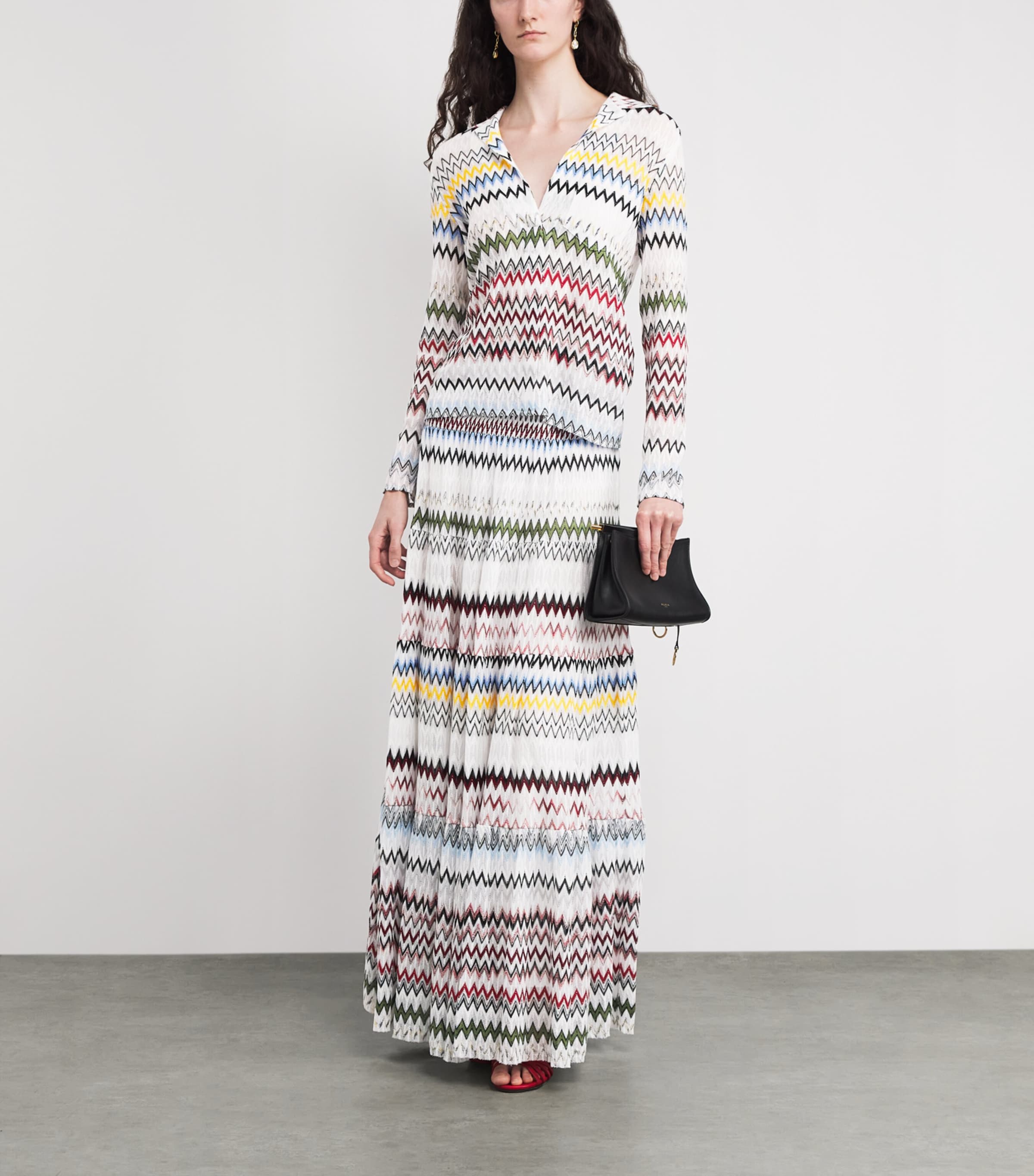 Chevron Tiered Maxi Skirt S01K2 MULTI W WHITE Image 2