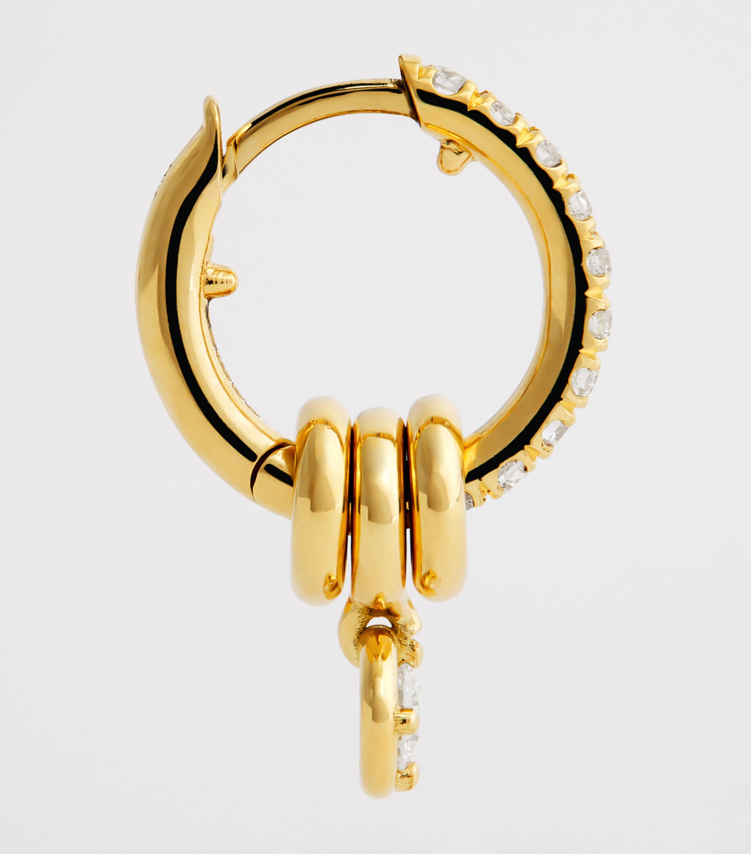 Yellow Gold and White Diamond Zahra Hoop Earrings YELLOW GOLD Image 4