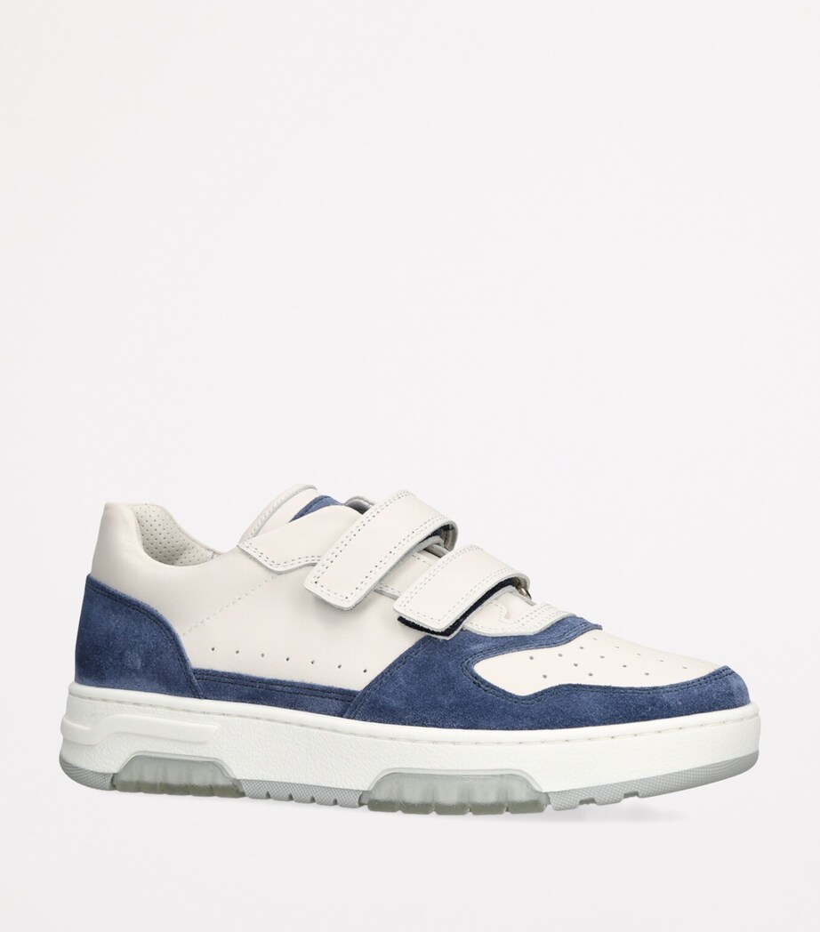Brunello Cucinelli Kids Leather Suede-Trim Velcro Sneakers White/navy Image 3