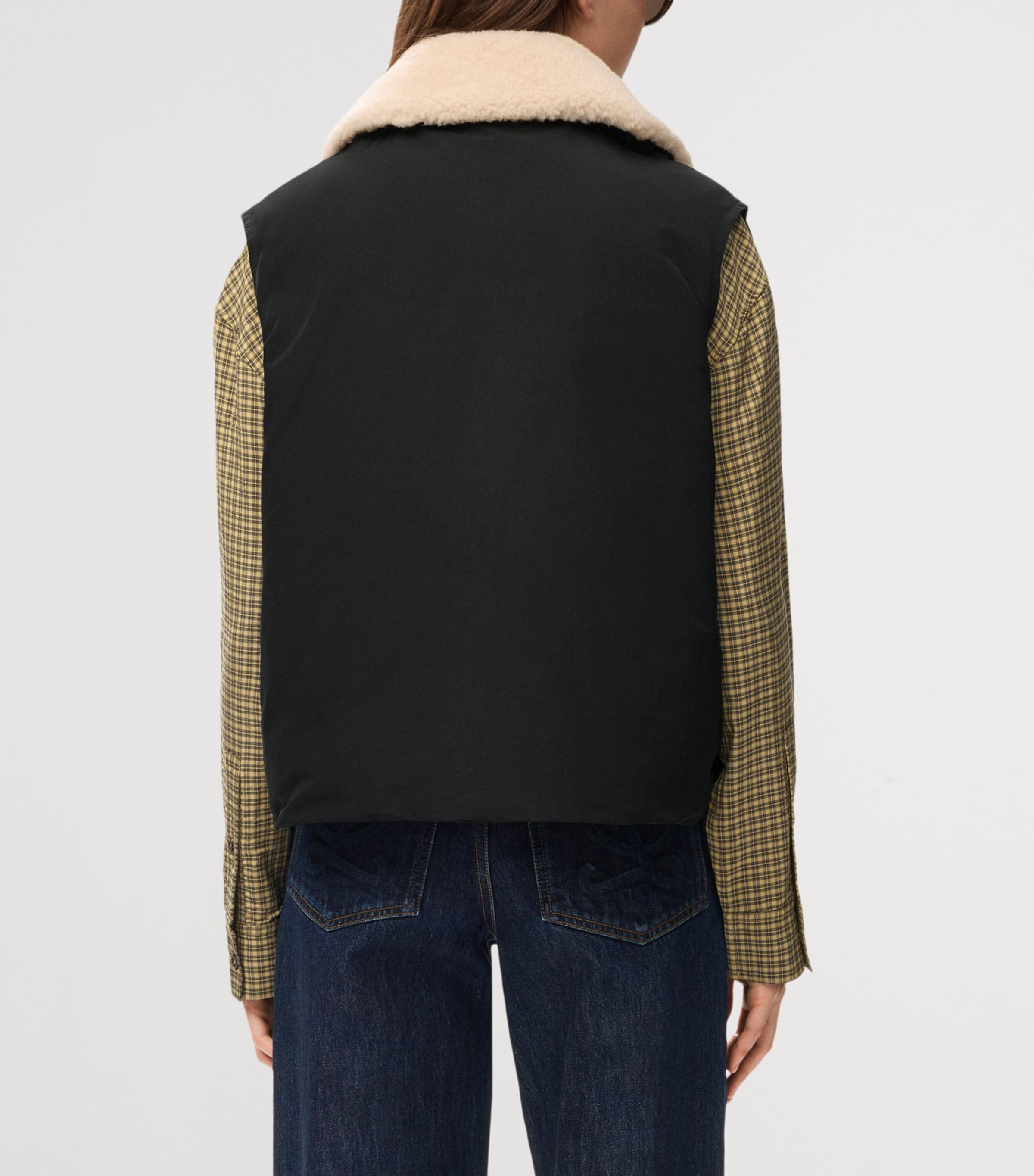 LOEWE Womens Technical Shearling-Collar Gilet Black Image 5