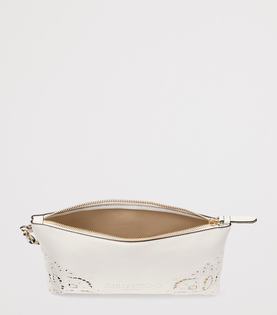 Leather Embroidered Pouch LATTE/LIGHT GOLD Image 4