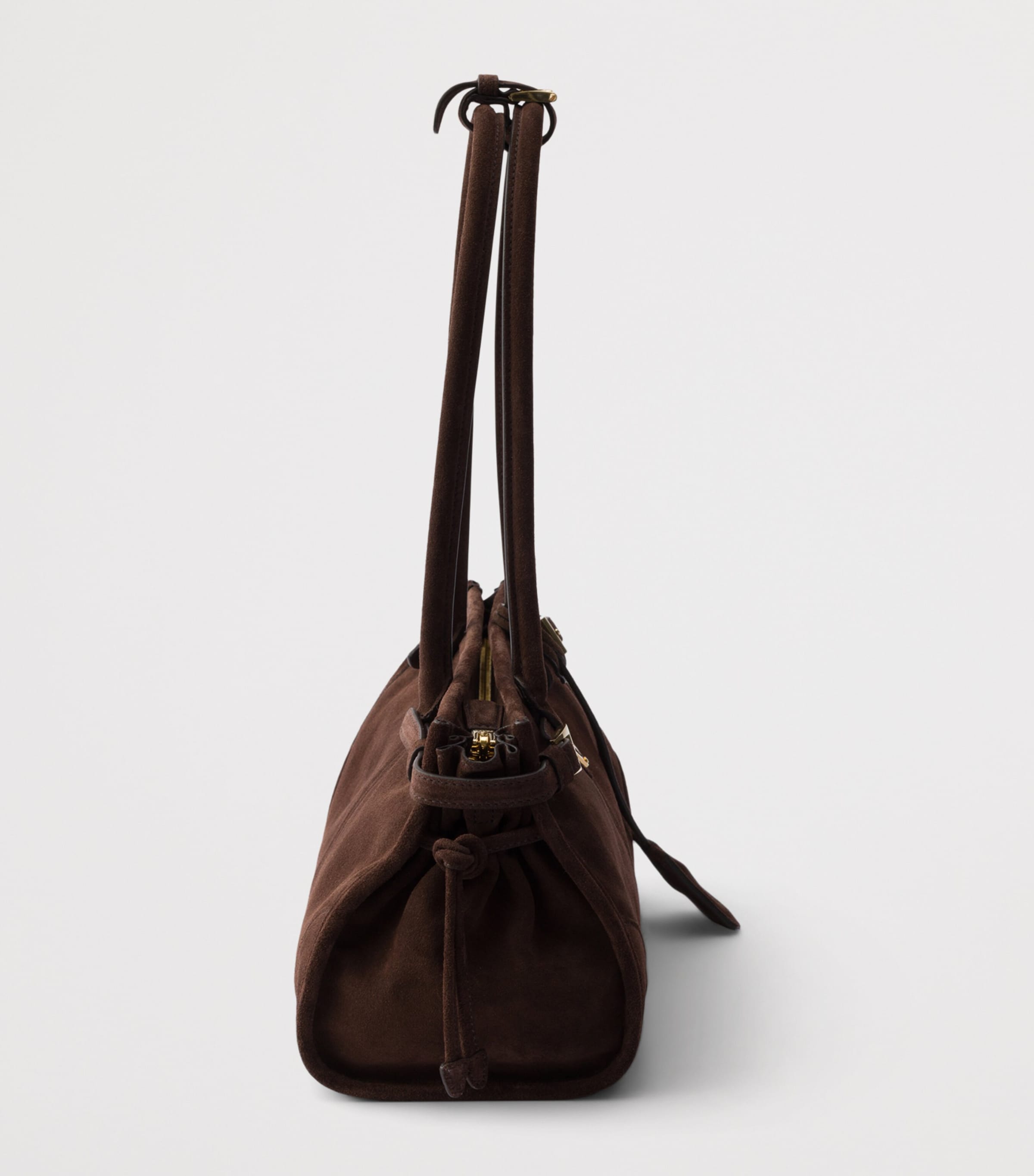 Prada Medium Suede Bonnie Shoulder Bag Brown Image 5