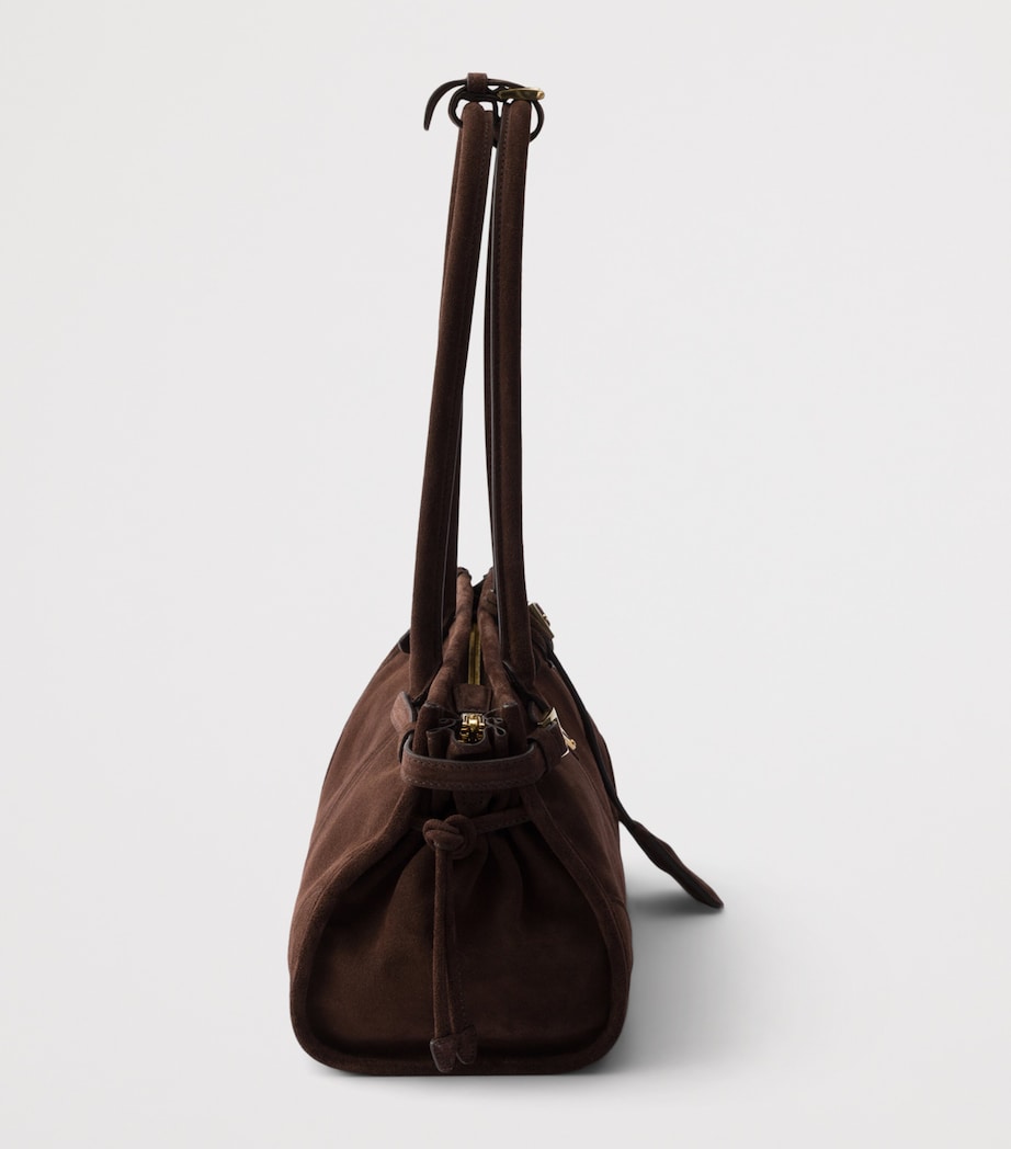 Prada Medium Suede Bonnie Shoulder Bag Brown Image 5