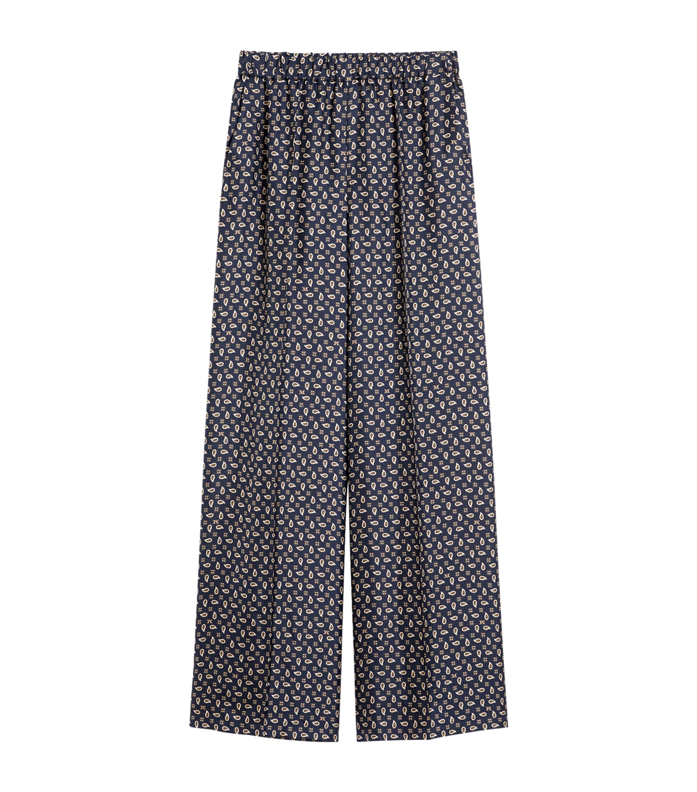 Max Mara Silk Twill Printed Wide-leg Trousers In Brown