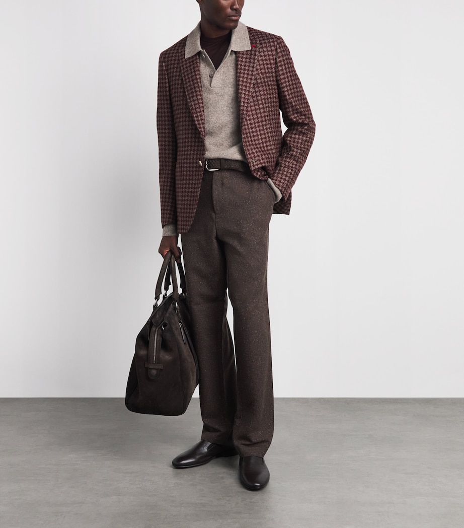 Isaia Mens Wool-Cashmere-Silk Houndstooth Capri Blazer Image 2